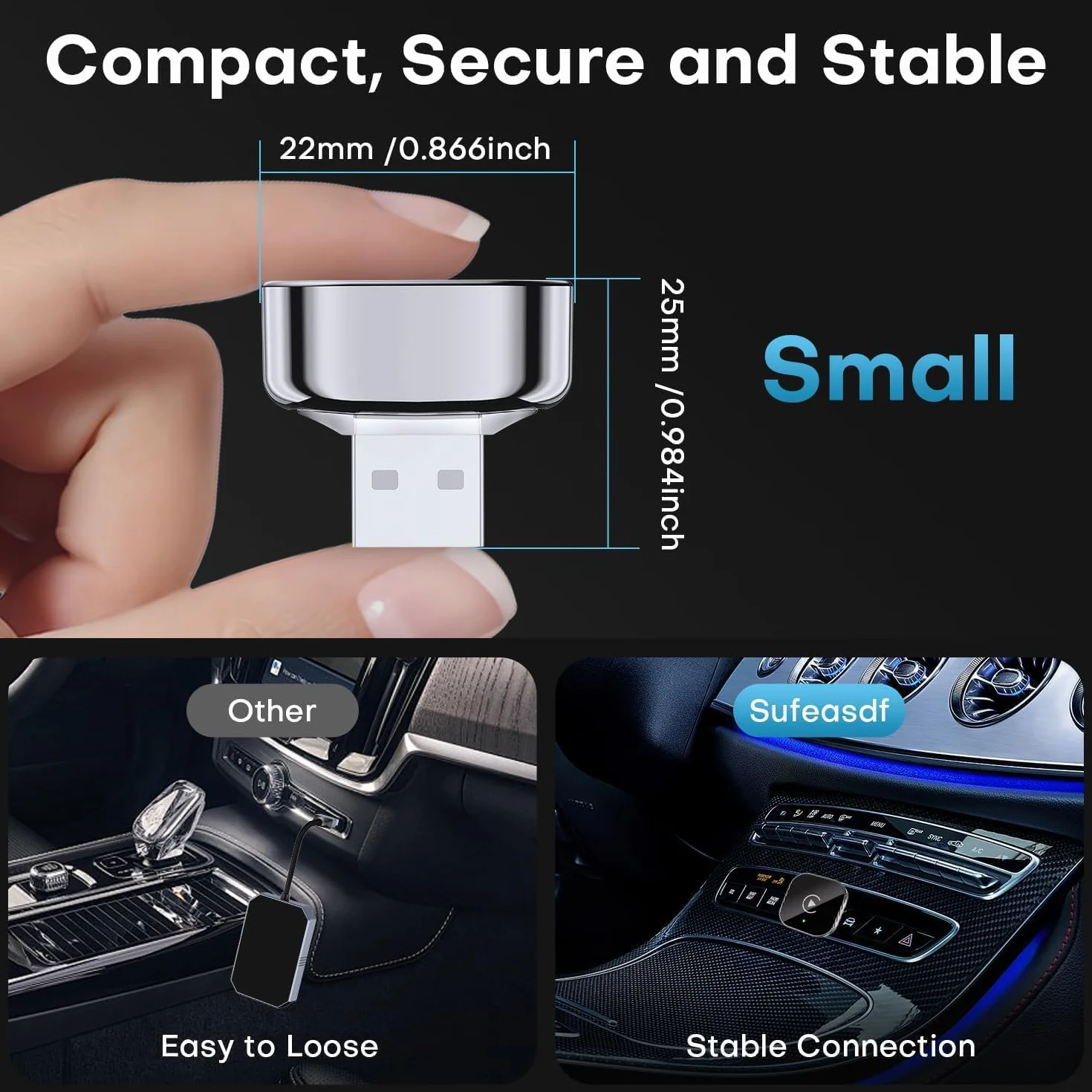 Bezprzewodowy adapter CarPlay, Android Auto Wireless, Obsługuje OTA stabilny, szybki mini Carplay, Wireless Stick Plug & Play, kompatybilny z Android 11+, do pojazdów z Carplay