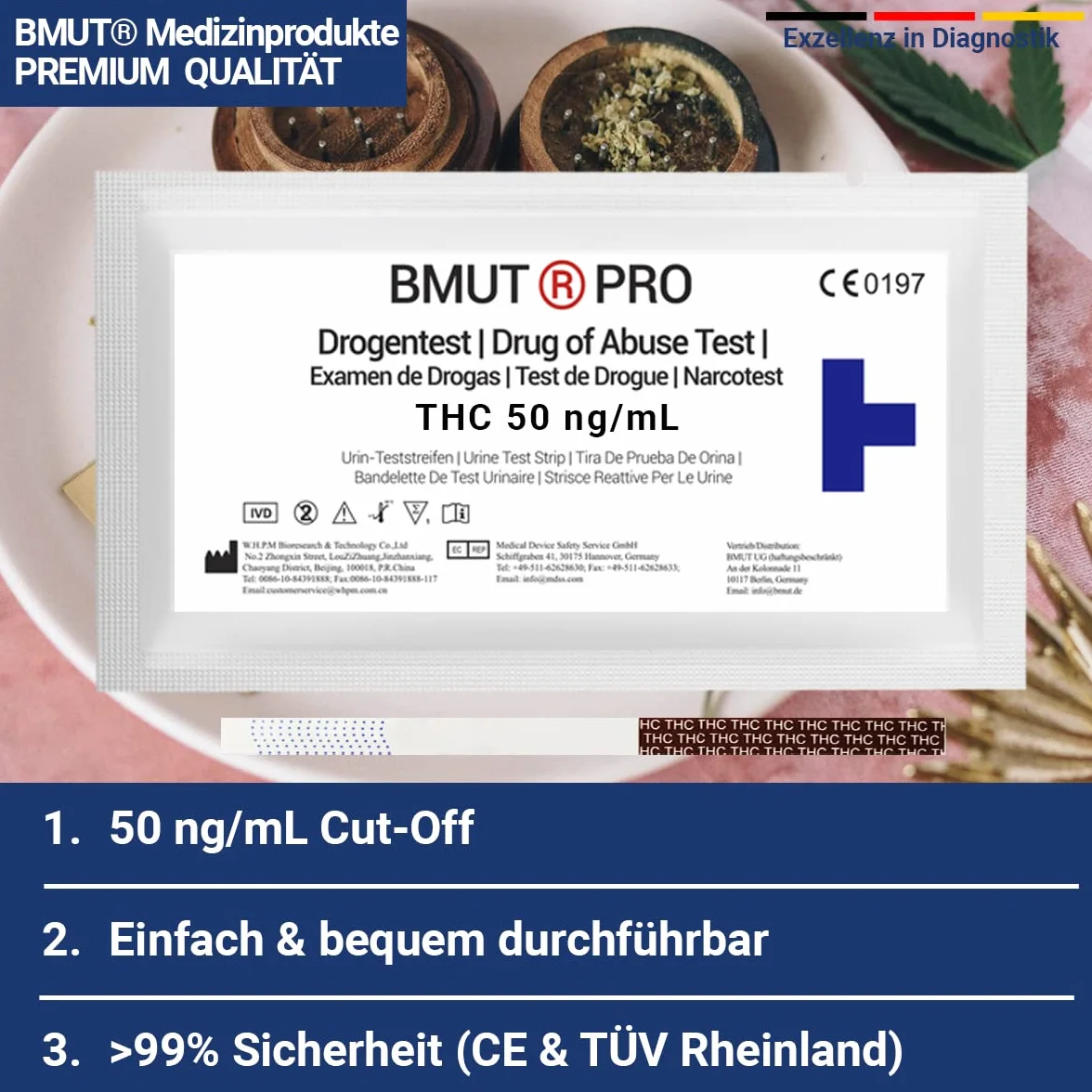 15 x THC test narkotykowy 50 ng/mL – marihuana – haszysz, test moczu THC, paski testowe, wysoka czułość, szybki test na lek (jakość apteczna)