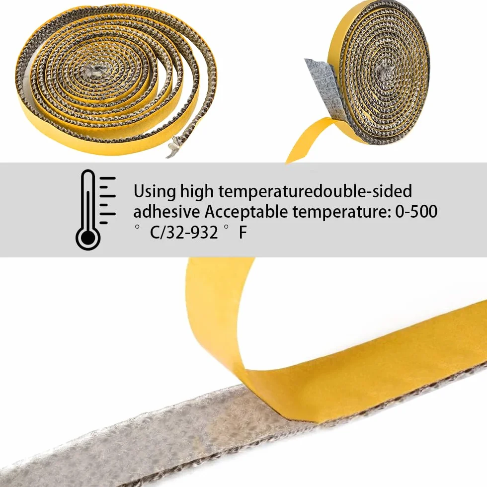 Taśma uszczelniająca do kominka, taśmy uszczelniające do pieca z włókna szklanego, odporna na wysoką temperaturę do 550°C, samoprzylepna, uszczelka kominkowa do kominka, rury piecowej, rury