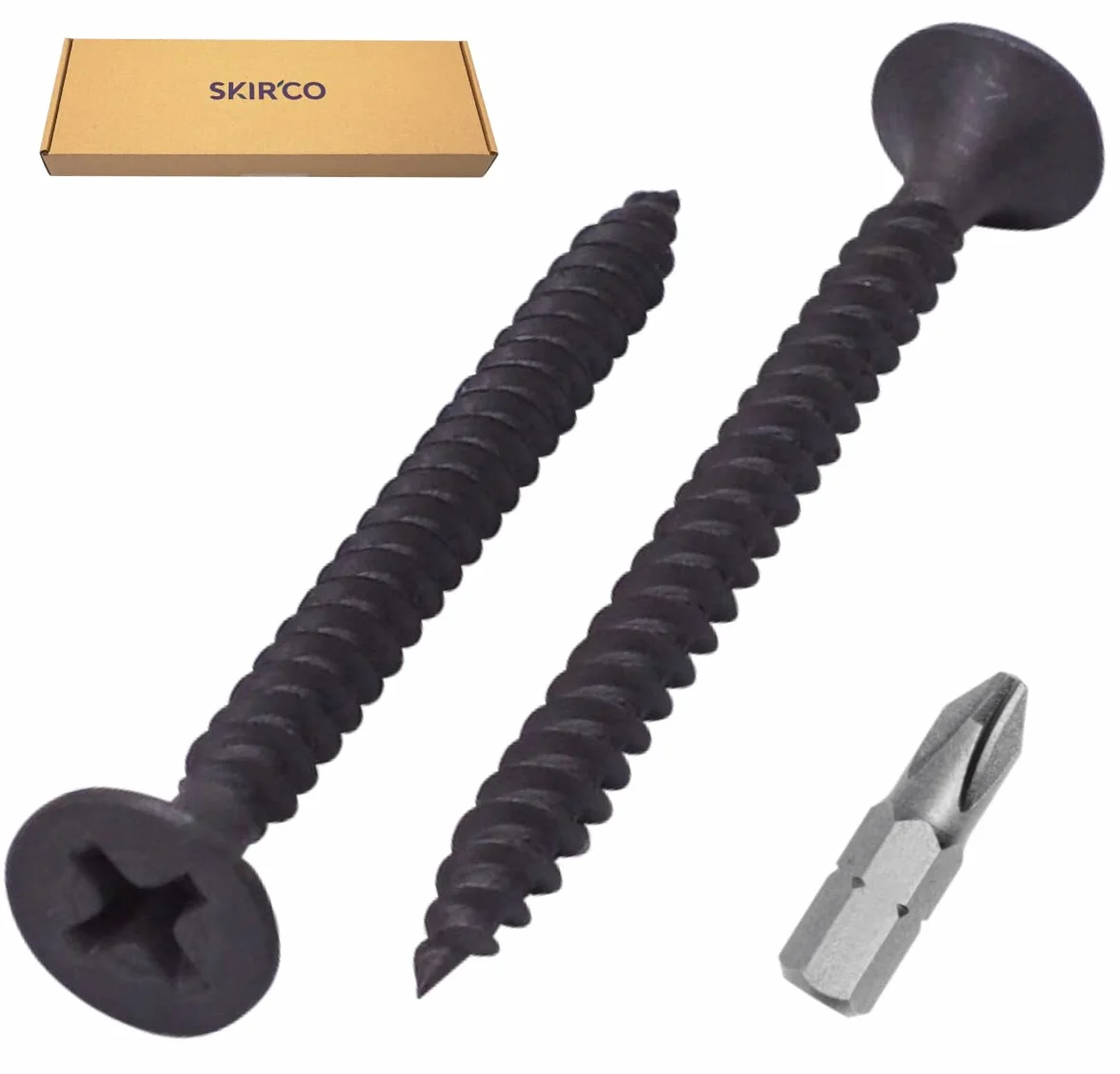 SKIR'CO (400 szt.) czarne fosforanowe wykończenie 3,5 x 41 mm śruby do płyt kartonowo-gipsowych, drobny gwint, głowica krzyżakowa
