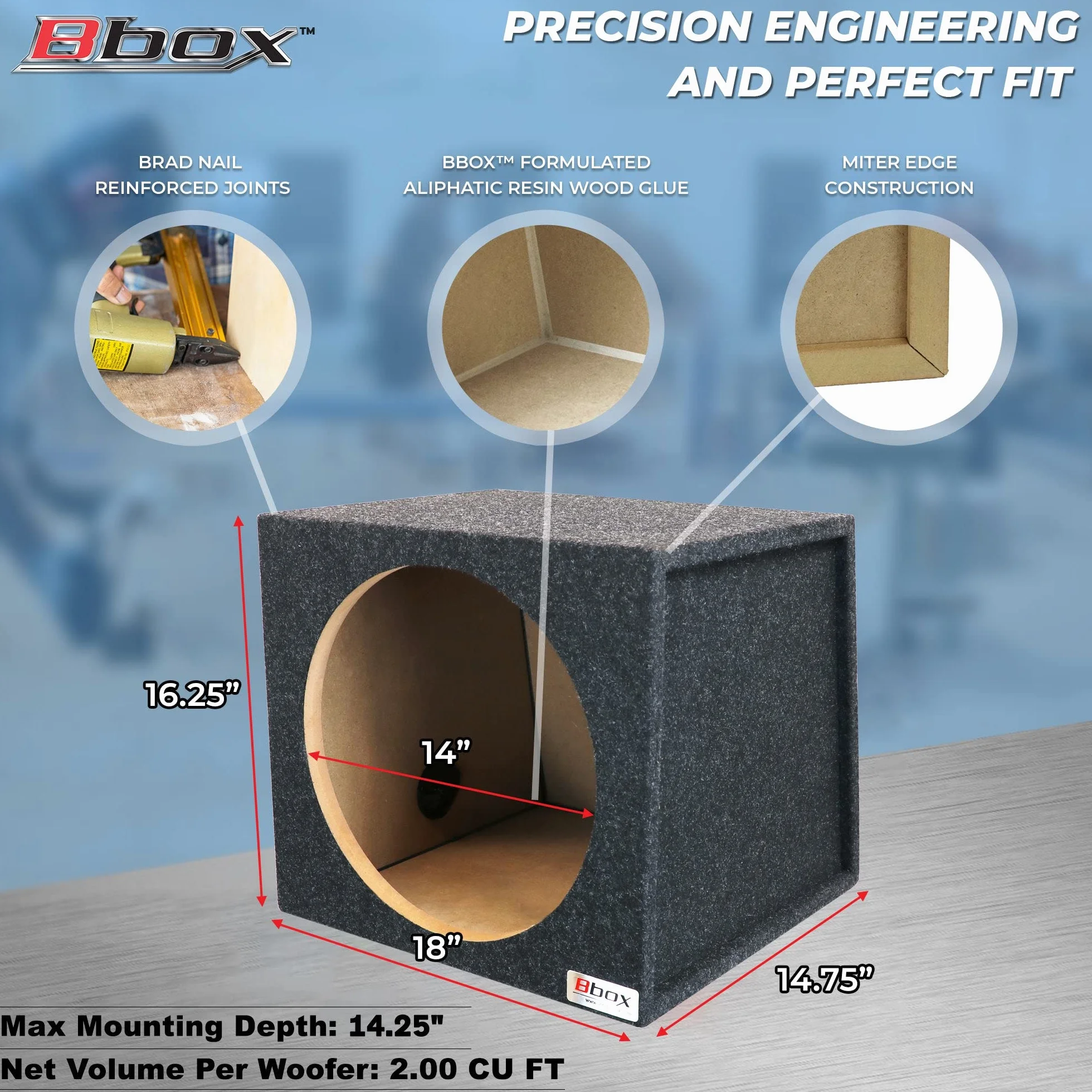 Atrend Bbox Pojedyncza uszczelniona obudowa subwoofera 38 cm samochodowa