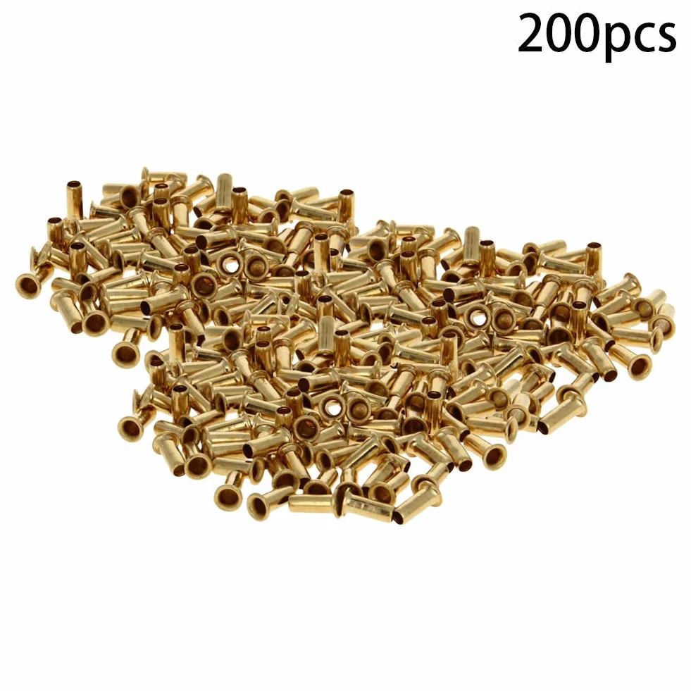 MroMax Mosiężne oczka nity M4 x 10 mm nity z otworami przelotowymi puste przelotki gwoździe śruby łączniki 200 szt