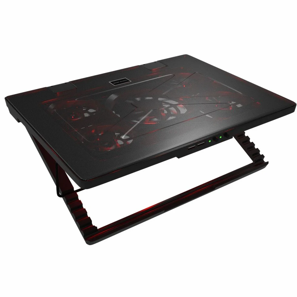 Mars Gaming MNBC2 podstawa chłodząca do laptopów do gier do 17,35 cala (5 bardzo cichych wentylatorów, czerwona LED, 2 x USB 2.0), czarny i czerwony