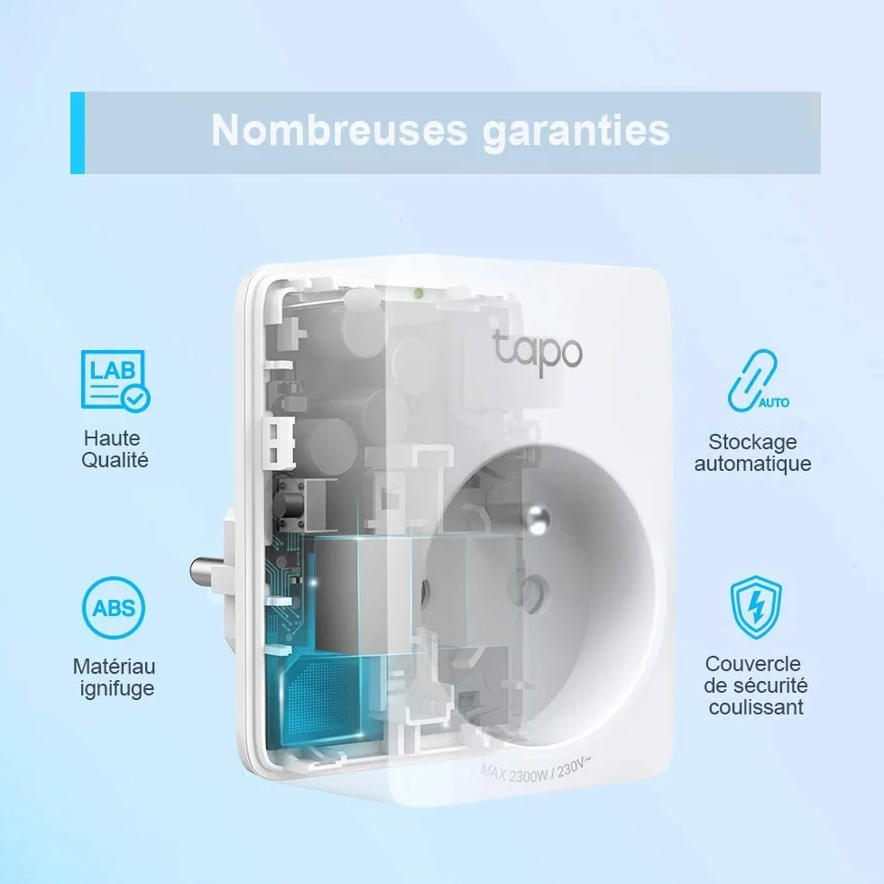 Tapo Gniazdo WiFi, inteligentne gniazdko kompatybilne z Alexa i Google Home, typ 10 A, typ E, sterowanie wentylatorem, ekspresem do kawy, lampą zdalną, nie wymaga koncentratora, Tapo P100(FR) 1