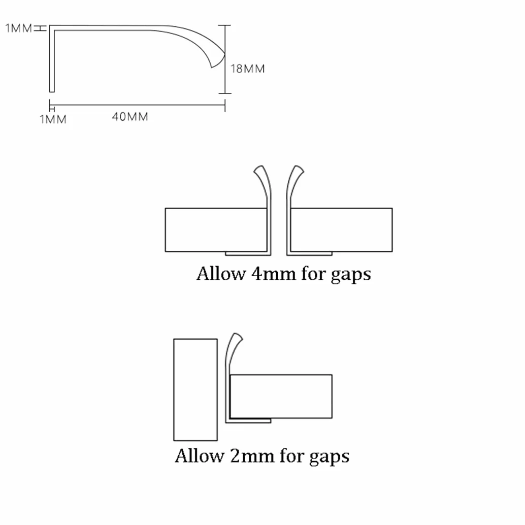 Ukryte uchwyty do szafy kuchennej, z krawędzią na palec, złote, 2 sztuki(Hole distance 416mm)