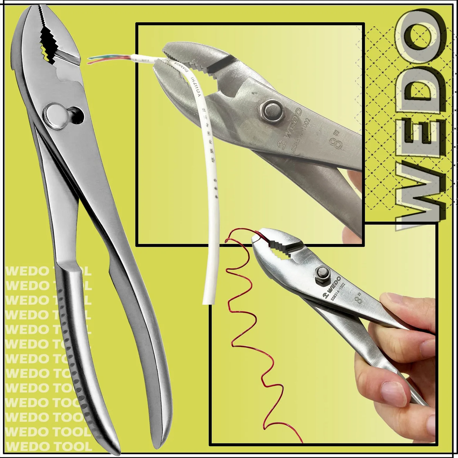 WEDO Szczypce do połączeń ślizgowych, kombinerki, szczypce VISE-GRIP, 20 cm, stal nierdzewna, antykorozyjne, odporne na rdzę, 20 cm