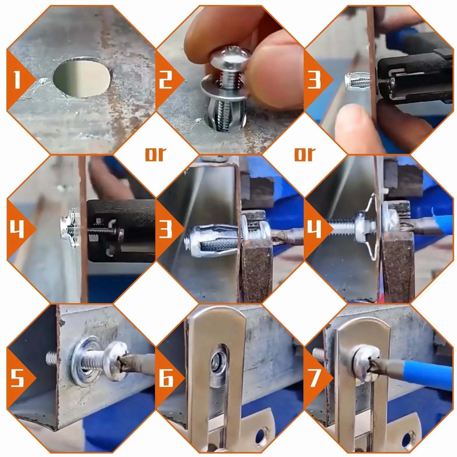 Mbsomnus Jack Nuts Płatki M6 x 25 cm, metalowa kotwa rozporowa, cienkie mocowania, kotwy do ścian, duże obciążenia, do cienkich ścian, drzwi pustych, blacha żelazna, 15 sztuk