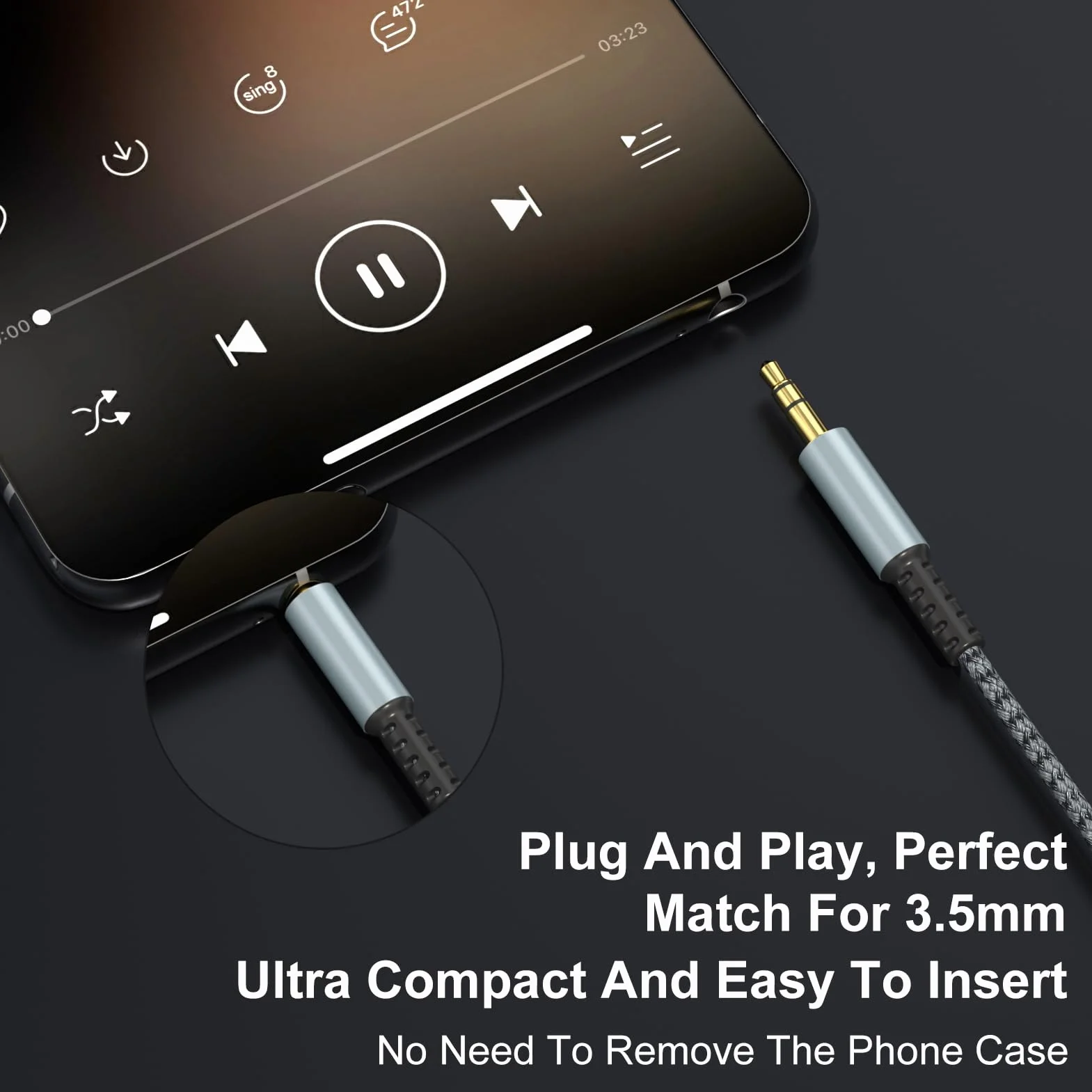 Przedłużacz Jack 5 m nylonowy pleciony 3,5 mm stereo audio AUX