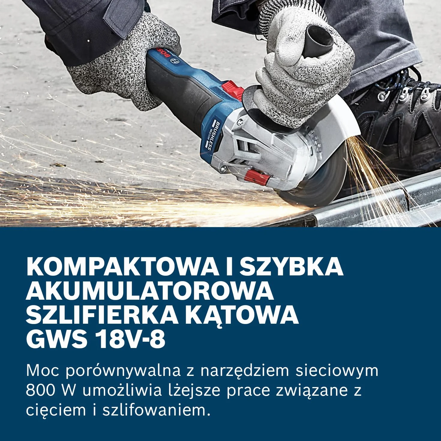 Bosch Professional 18 V firmy Bosch: akumulatorowa szlifierka kątowa GWS 18V-8 (Ø tarczy 125 mm, walizka L-BOXX)