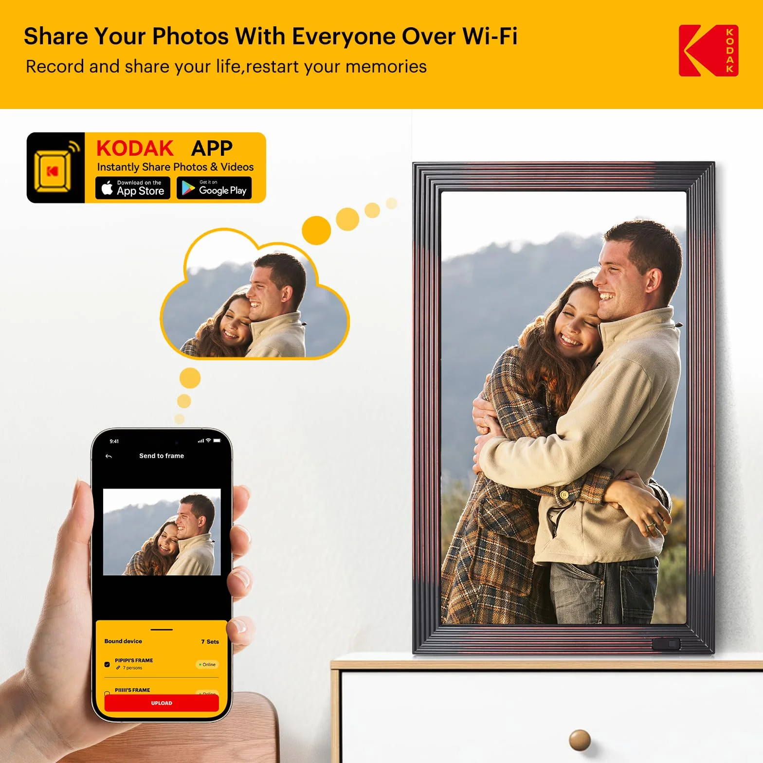 KODAK 21,5 cala Cyfrowa ramka na zdjęcia FHD Wi-Fi 32 GB