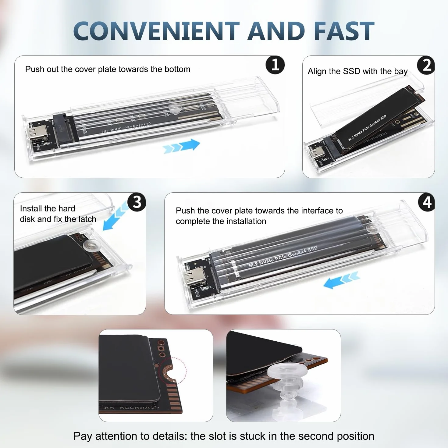 Obudowa SSD M.2 NVMe 10 Gb/s USB 3.1 Gen 2 Kompatybilna 2230/2242/2260/2280 M-Key