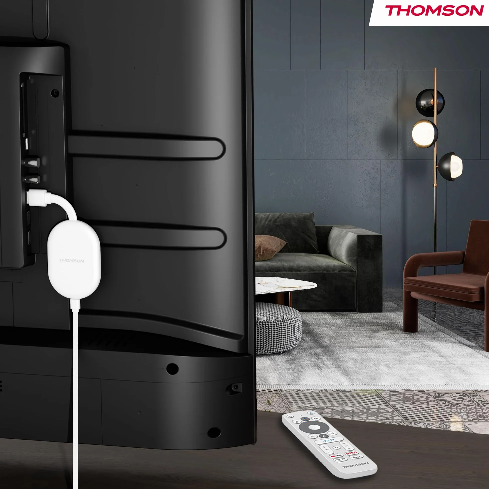 Thomson Go Cast 152 Przystawka Streamingowa 4K UHD Google TV, Sterowanie Głosowe, Dolby Atmos, HDR10, 32 GB