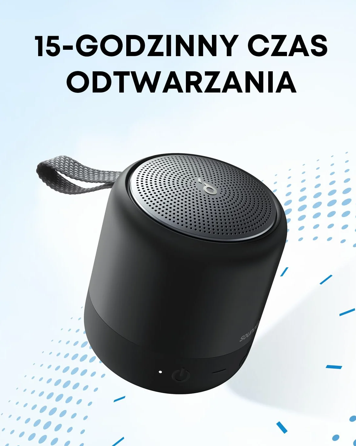 Soundcore Anker Mini 3 głośnik Bluetooth IPX7 wodoodporny USB-C BassUp PartyCast EQ czarny