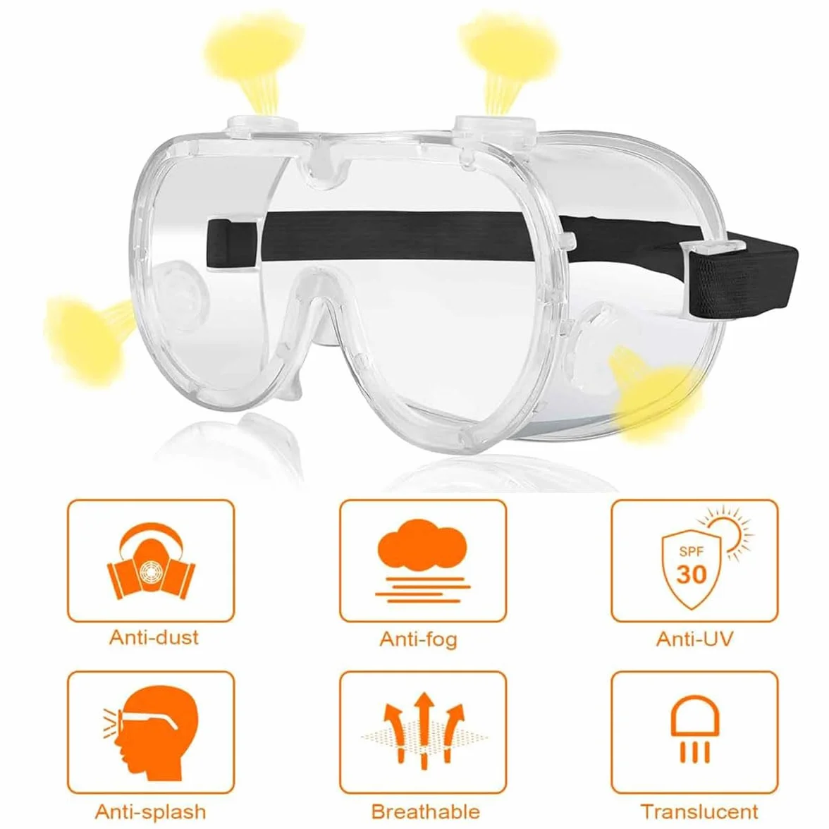 Comioke 2 sztuki okularów ochronnych – okulary robocze chroniące przed parowaniem, ochrona przed śliną okulary ochronne dla osób noszących okulary, przezroczyste