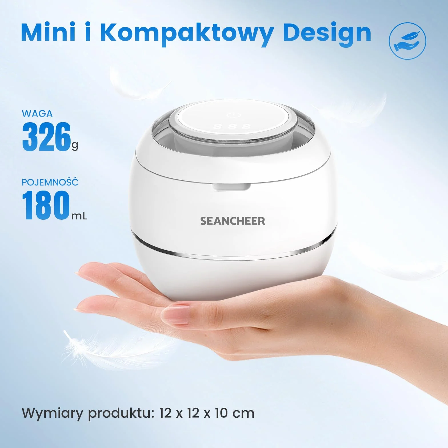 SEANCHEER Urządzenie Do Czyszczenia Ultradźwiękowego | 48000Hz | 24W | 180ML | Czyścik Ultradźwiękowy z lampą UV Do | Protez | Retainerów | Alignerów | Szyn Zębowych | Biżuterii | (Biały)