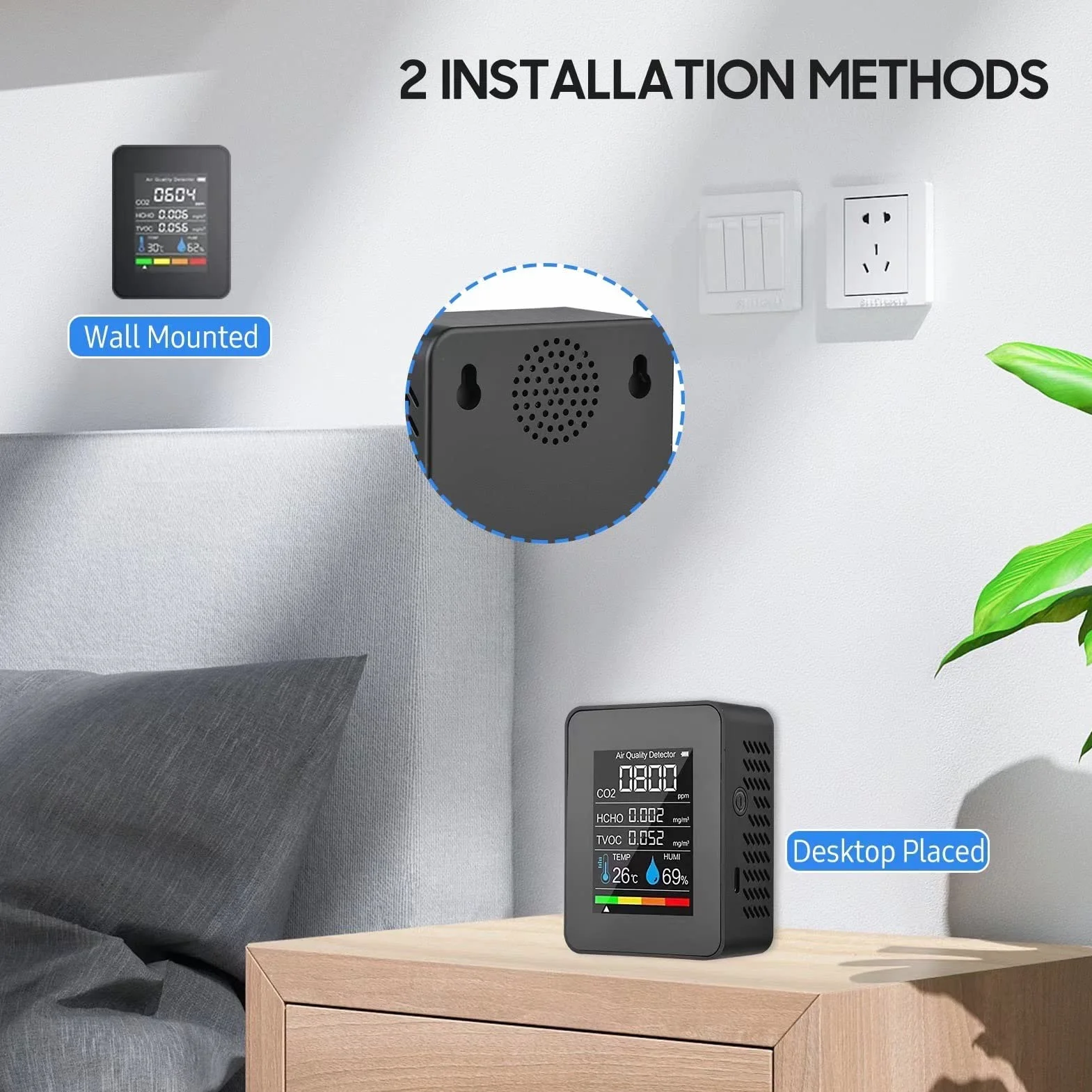 CO2 TVOC HCHO Monitor, Wykrywanie w Czasie Rzeczywistym, Wyświetlacz Ekranu LCD, Kompaktowy Projekt dla Laboratoriów Produkcji Szklarni Rolnictwa