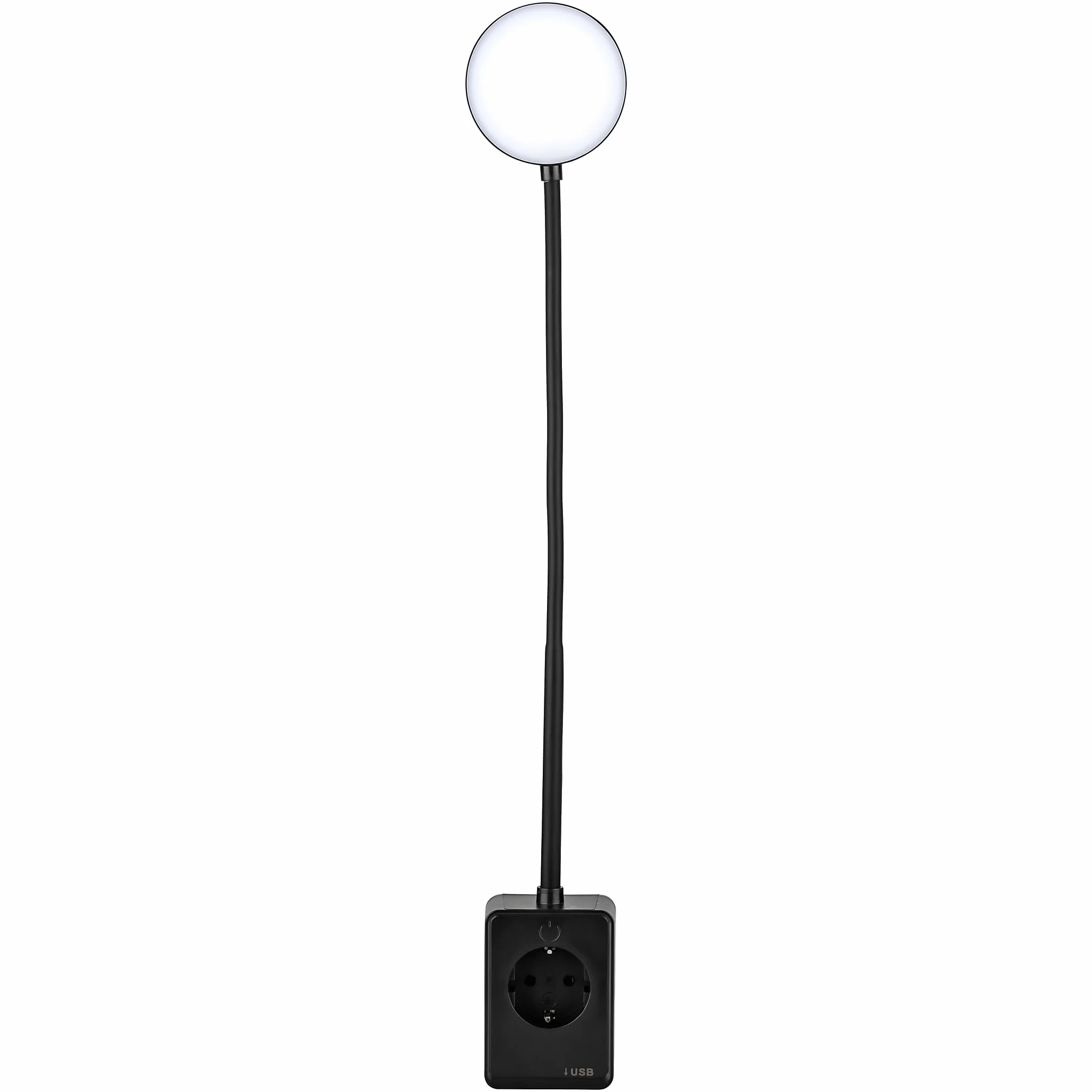 SEBSON Lampa LED o zmiennym gniazdku, lampka do czytania i gniazdko elektryczne ze złączem USB-C, elastyczna gęsia szyja, neutralna biel, 4000 K, lampka nocna, 4,5 W, czarna