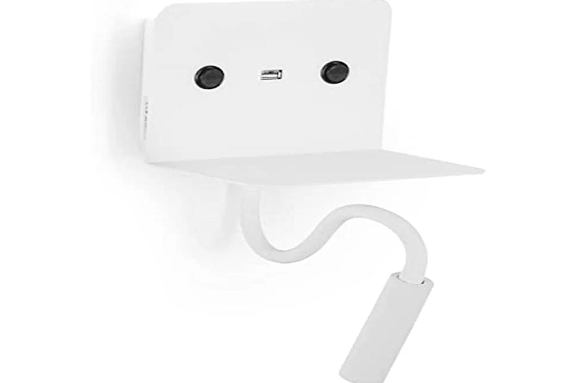 Aluminiowa lampa ścienna LED w kolorze czarnym do czytania (biały USB)