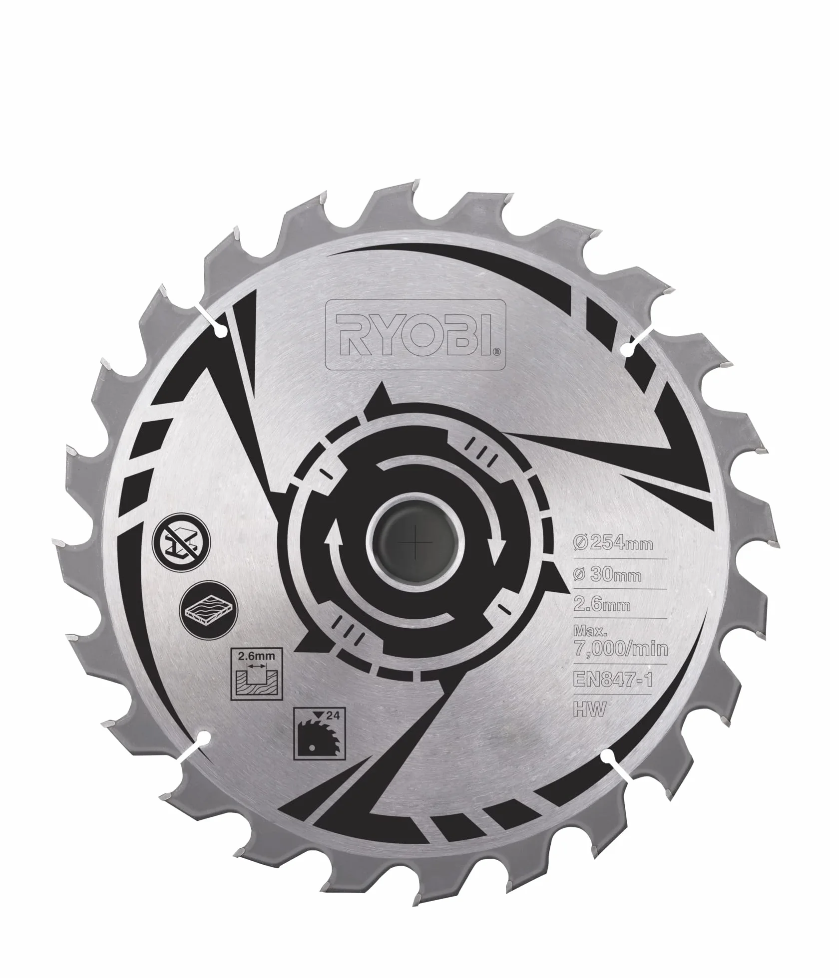 Ryobi Tarcza Widiowa 254 mm z 24 Zębami z Węglików Spiekanych, SB254T24A1