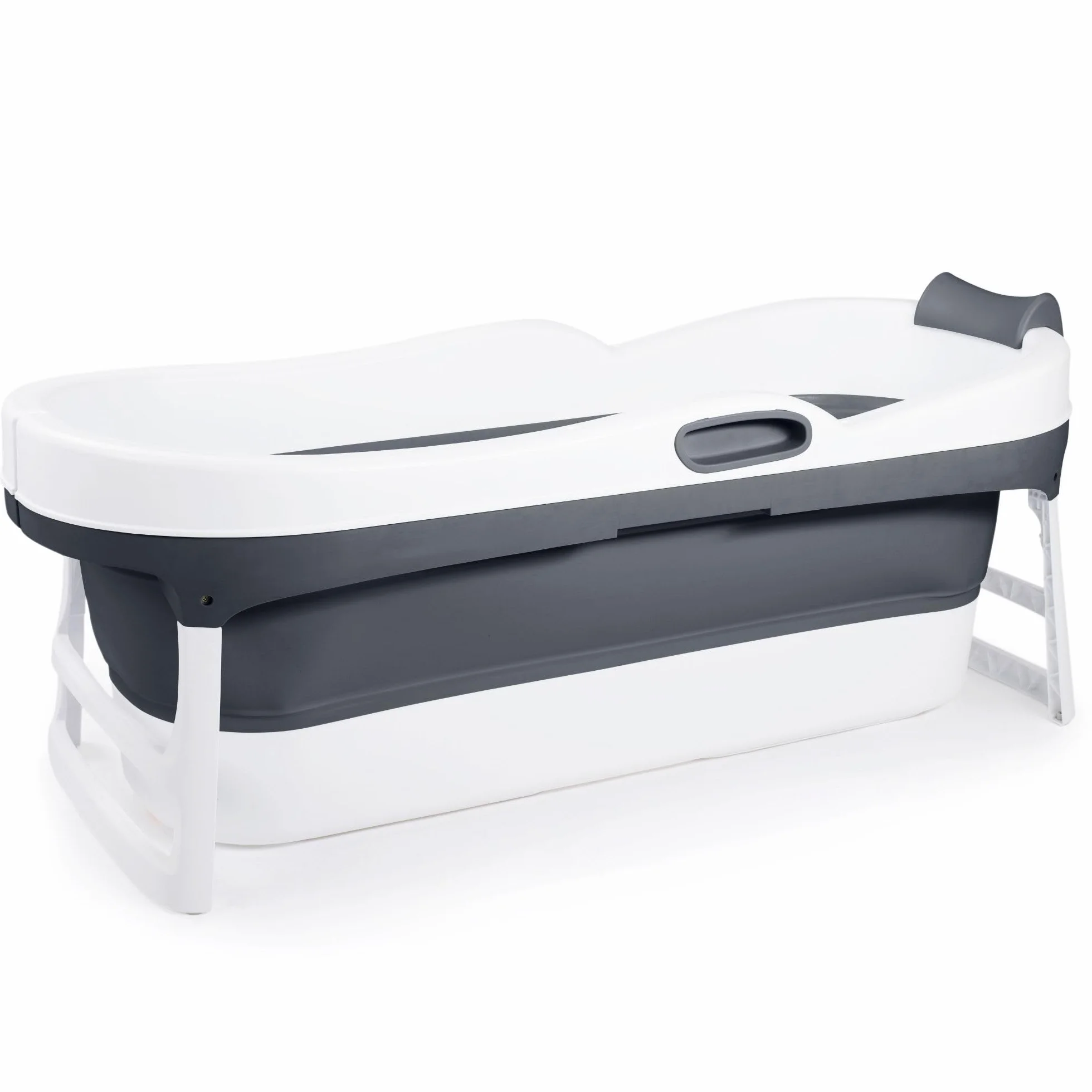 HelloBath Składana Wanna XL 147x63x52 cm dla Dorosłych Przenośna Ciemnoszary