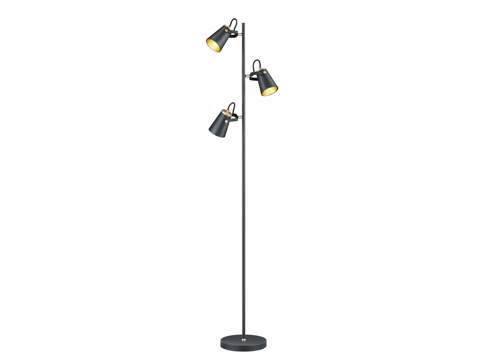 Trio Leuchten Lampa stojąca Edward 408800332, metal czarny matowy/złoty, bez 3 x E14