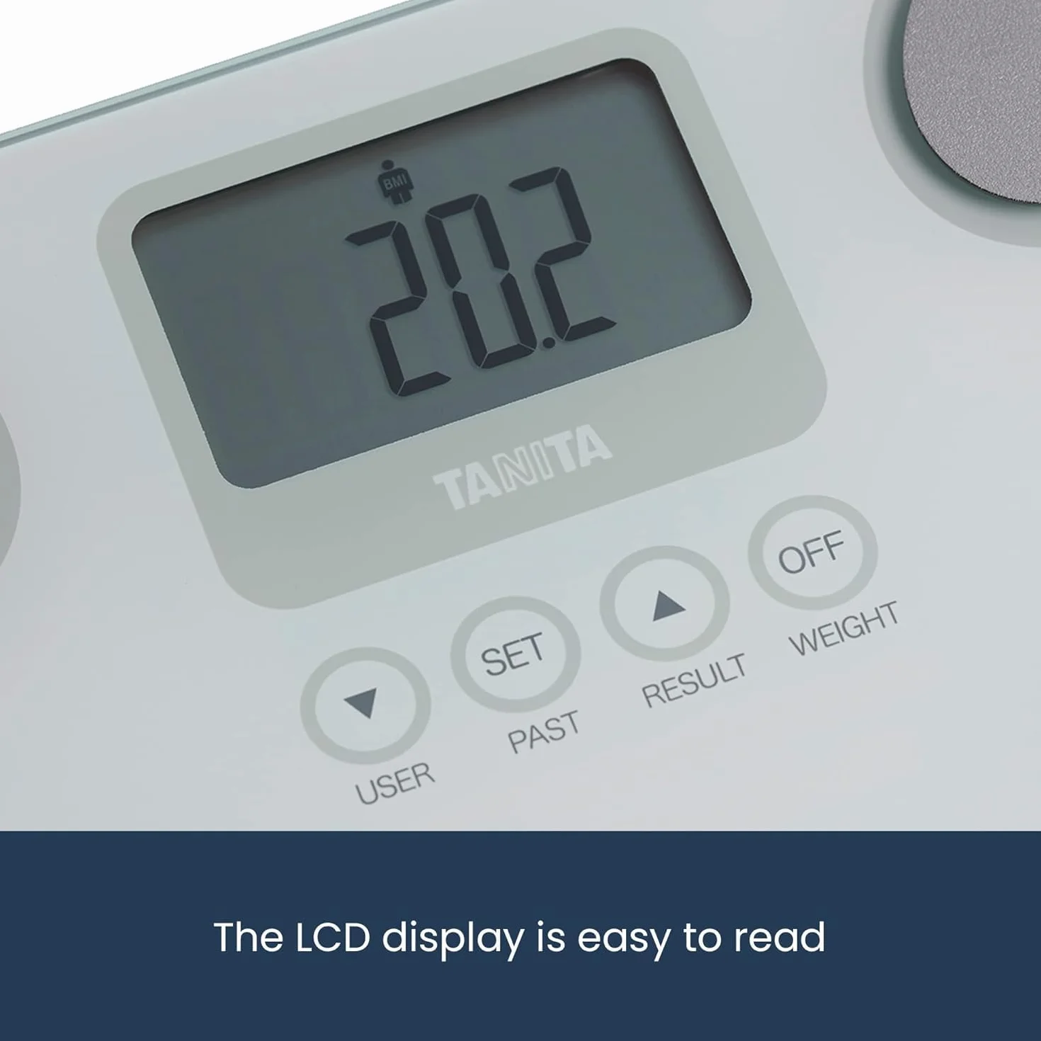 TANITA BC-731 Monitor składu ciała Innerscan kompaktowy szklany wyświetlacz LCD, łatwy do odczytu, 10 pomiarów, biały
