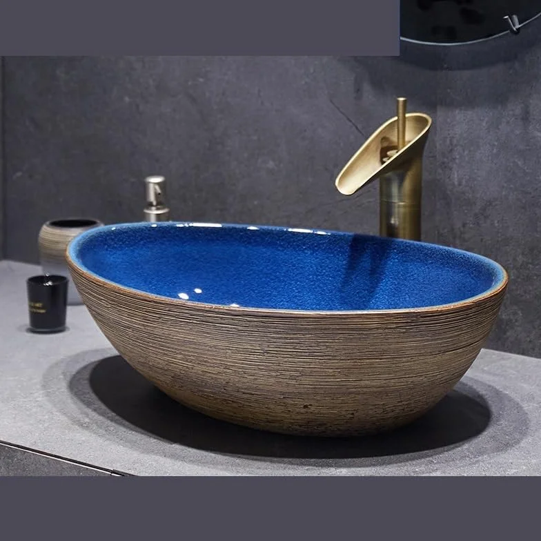 Umywalka Łazienkowa Nablatowa, Ceramiczna Umywalka Łazienkowa, Porcelanowa Umywalka Nablatowa Z Kranem I Odpływem, Umywalka Nablatowa Nablatowa