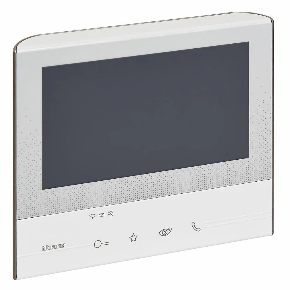 BTICINO, CLASSE300 X13E video wnętrze z ekranem dotykowym 7", 4 wrażliwe przyciski, połączenie ze smartfonem, korzystanie z aplikacji, rozszerzenie zestawu nr art. 363911 do domu dwurodzinnego, biały,