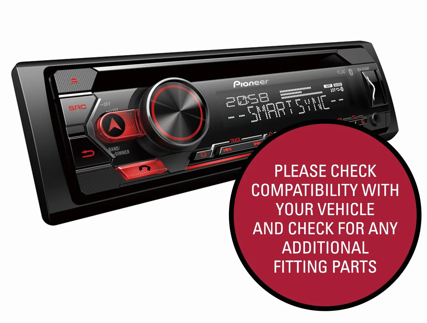 Pioneer DEH-S420BT radio samochodowe 1DIN CD tuner Bluetooth USB AUX Smart Sync