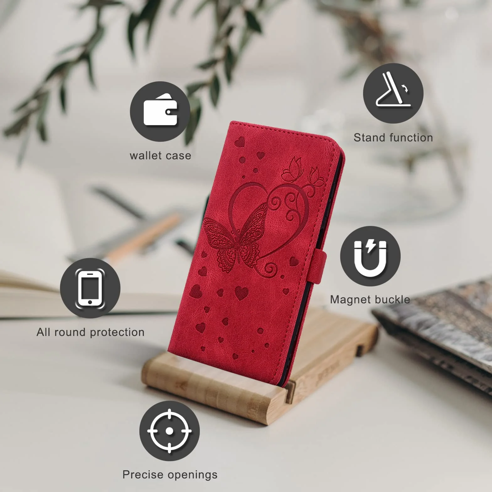 Etui Sony Xperia 1 V 6,5" Skóra PU Klapka Czerwone