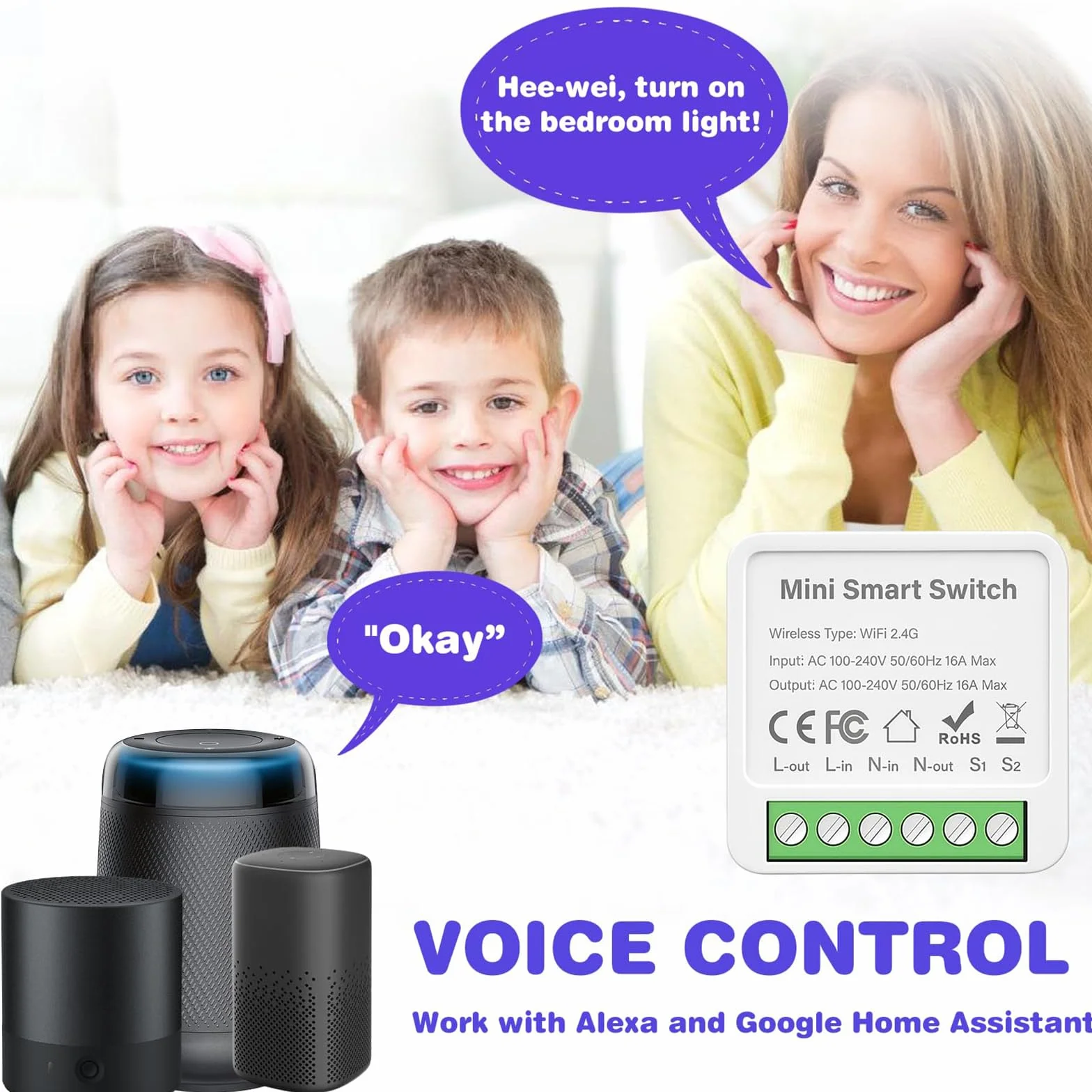6 inteligentnych włączników światła, moduł 2-drożny, Wi-Fi, przełącznik Smart Life, mini DIY przełącznik Wi-Fi, kompatybilny z aplikacją Tuya, Alexa i Google Home, pasuje za przełącznikiem ściennym