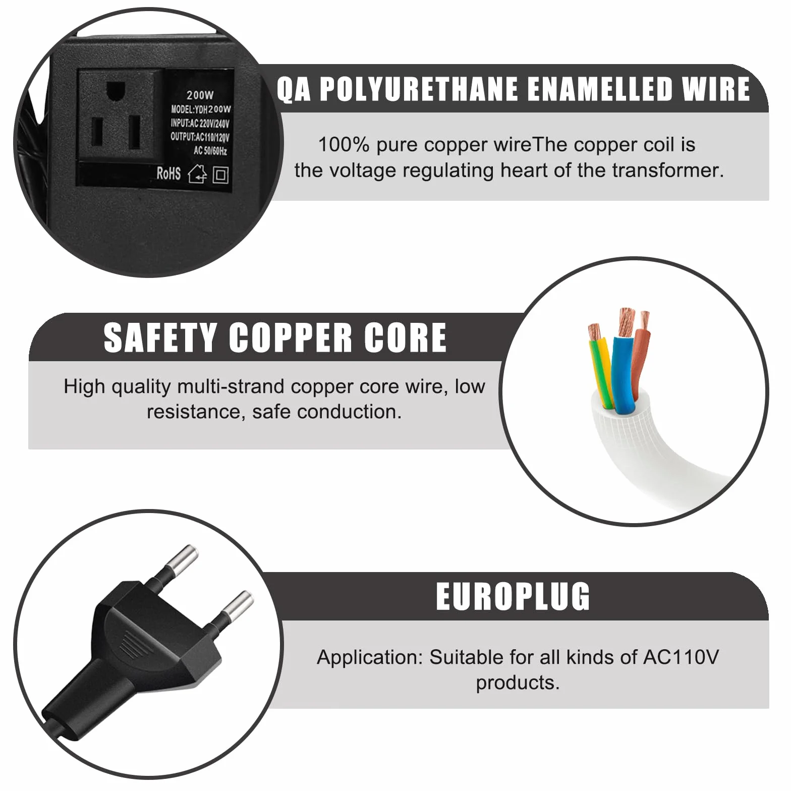 Przetwornica napięcia 220V na 110V 200W adapter sieciowy krok w dół