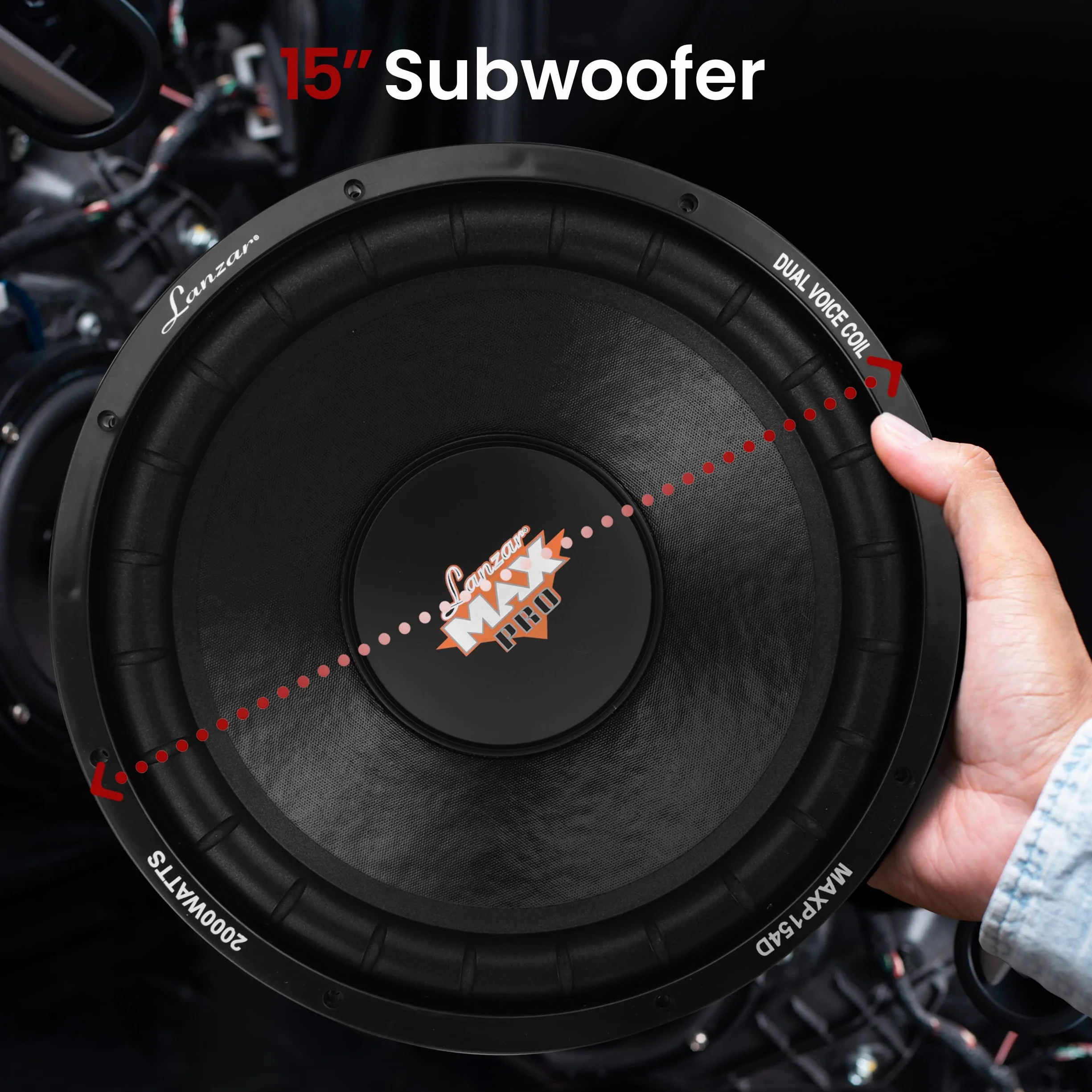 Lanzar MAXP154D Max Pro Dual subwoofer, mała obudowa (38,1 cm/15 cali, 4 omy, 2000 W)