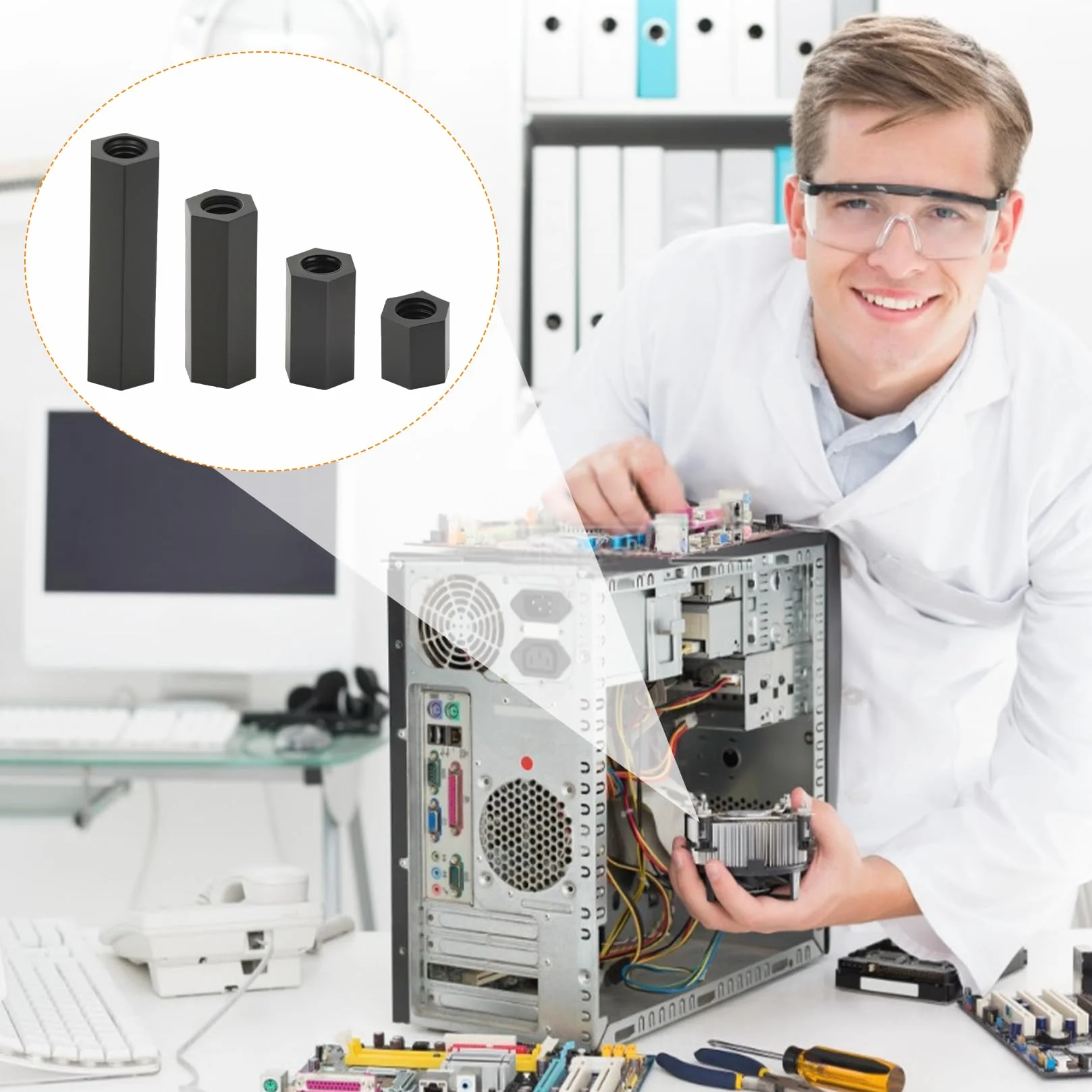 Zestaw 260 sztuk śrub M3, nylonowe nakrętki do płyt PCB, dystansowe, nylonowe tuleje dystansowe, śruby z tworzywa sztucznego, do płyt głównych, dla mężczyzn, kobiet, śruby sześciokątne (czarne)