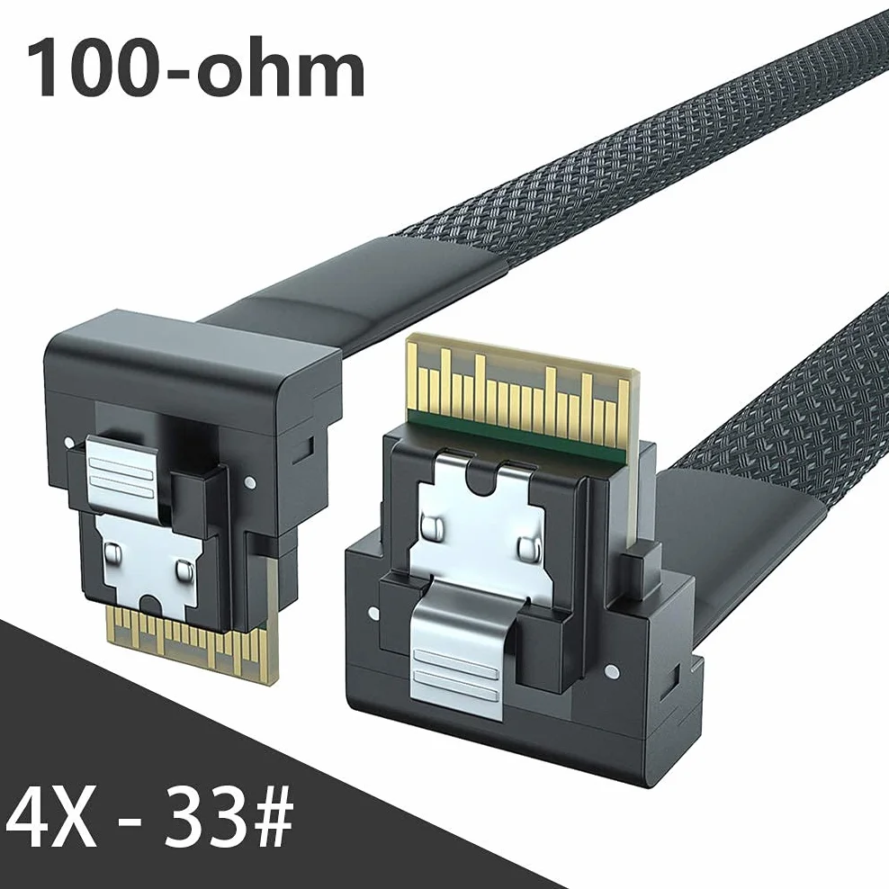 24G Internal SlimSAS SFF-8654 do SFF-8654 4i cable, Right Angle, SAS 4.0, 0,5-m, 100ohm