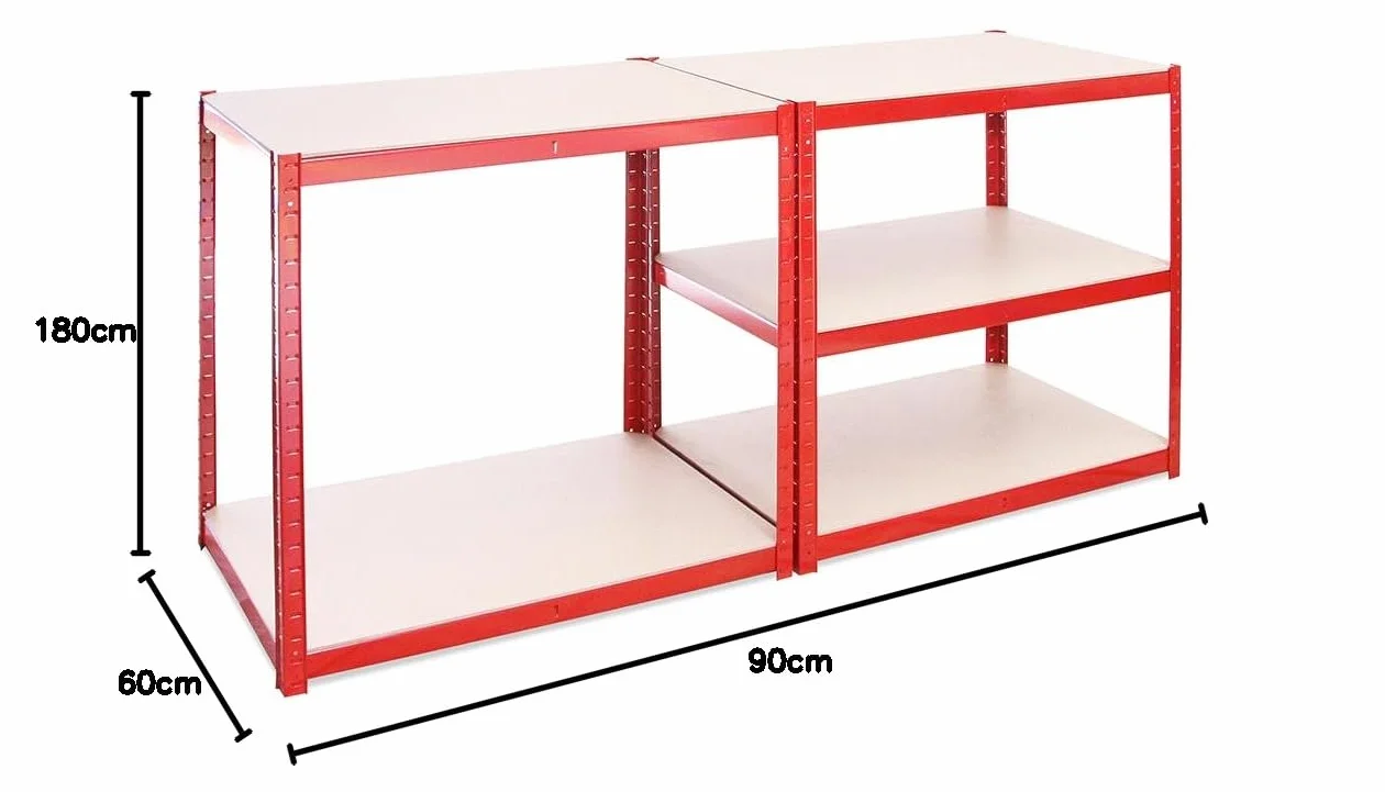 180 cm x 90 cm x 60 cm, czerwony 5-poziomowy (265 kg na półkę), wytrzymała pojemność 1325 kg, bardzo głęboka szopa garażowa, regał do przechowywania, 5 lat