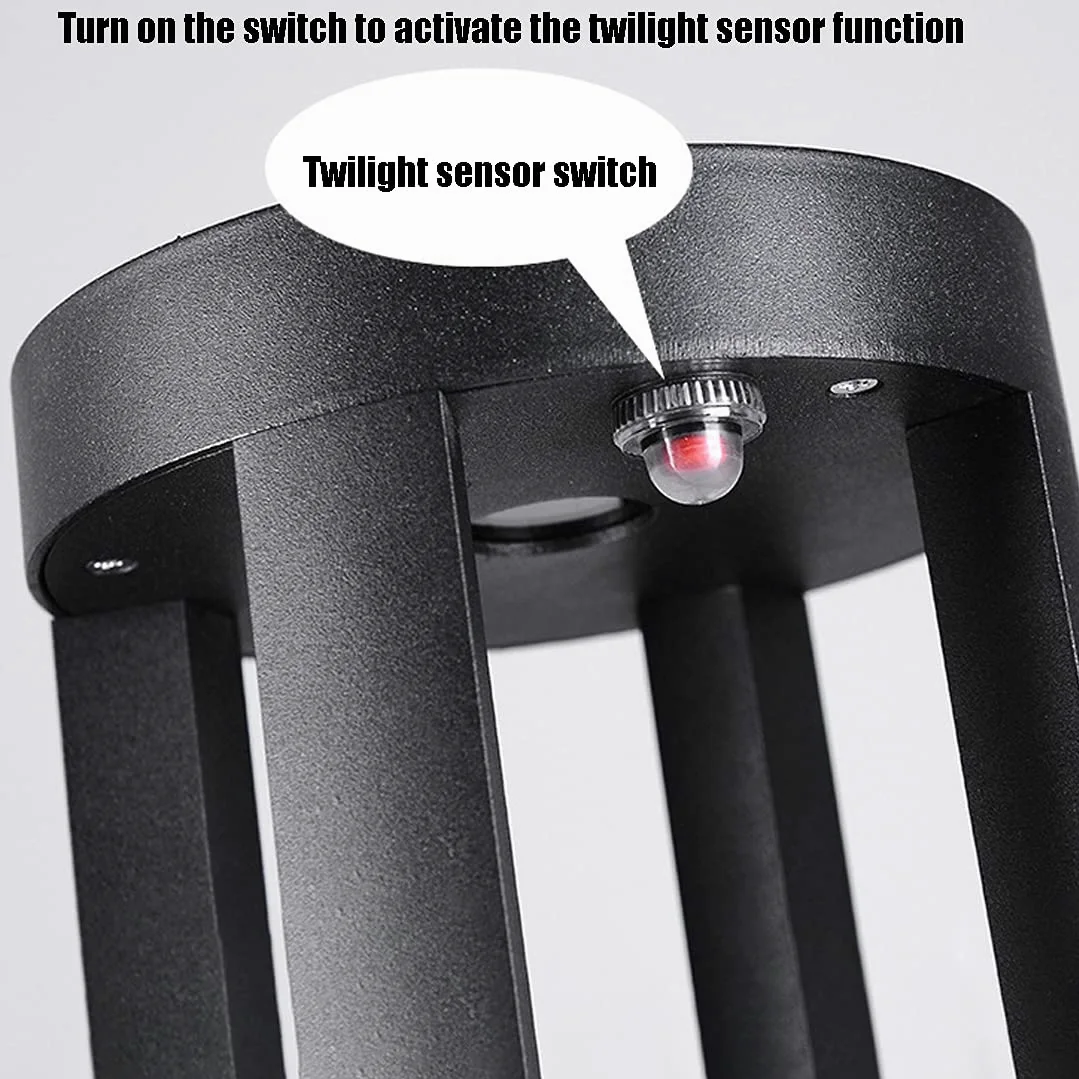 Zewnętrzna lampa solarna LED 15 W z czujnikiem zmierzchu, antracytowa lampa ogrodowa, wodoszczelność IP65, aluminiowa lampa solarna, H20 cm, oświetlenie dróg, 3000 K, ciepła biel, 1200 lm