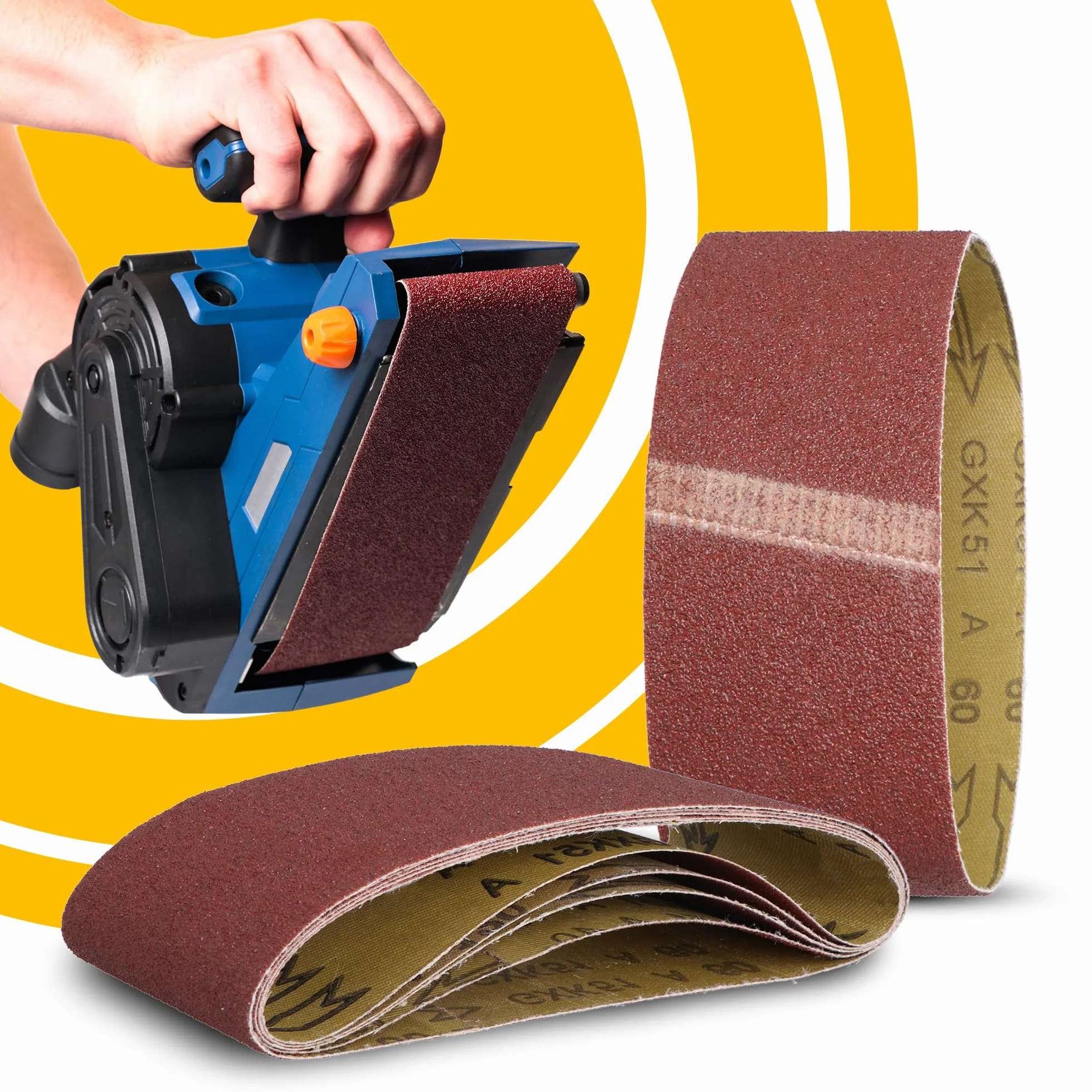 5x Pas Bezkońcowy 75x533 mm P60 Taśma Szlifierska Papier Ścierny Szlifierki Taśmowej Szlifowania Ostrzenia Usuwania Rdzy Zdzierania Wytrzymała Tkanina