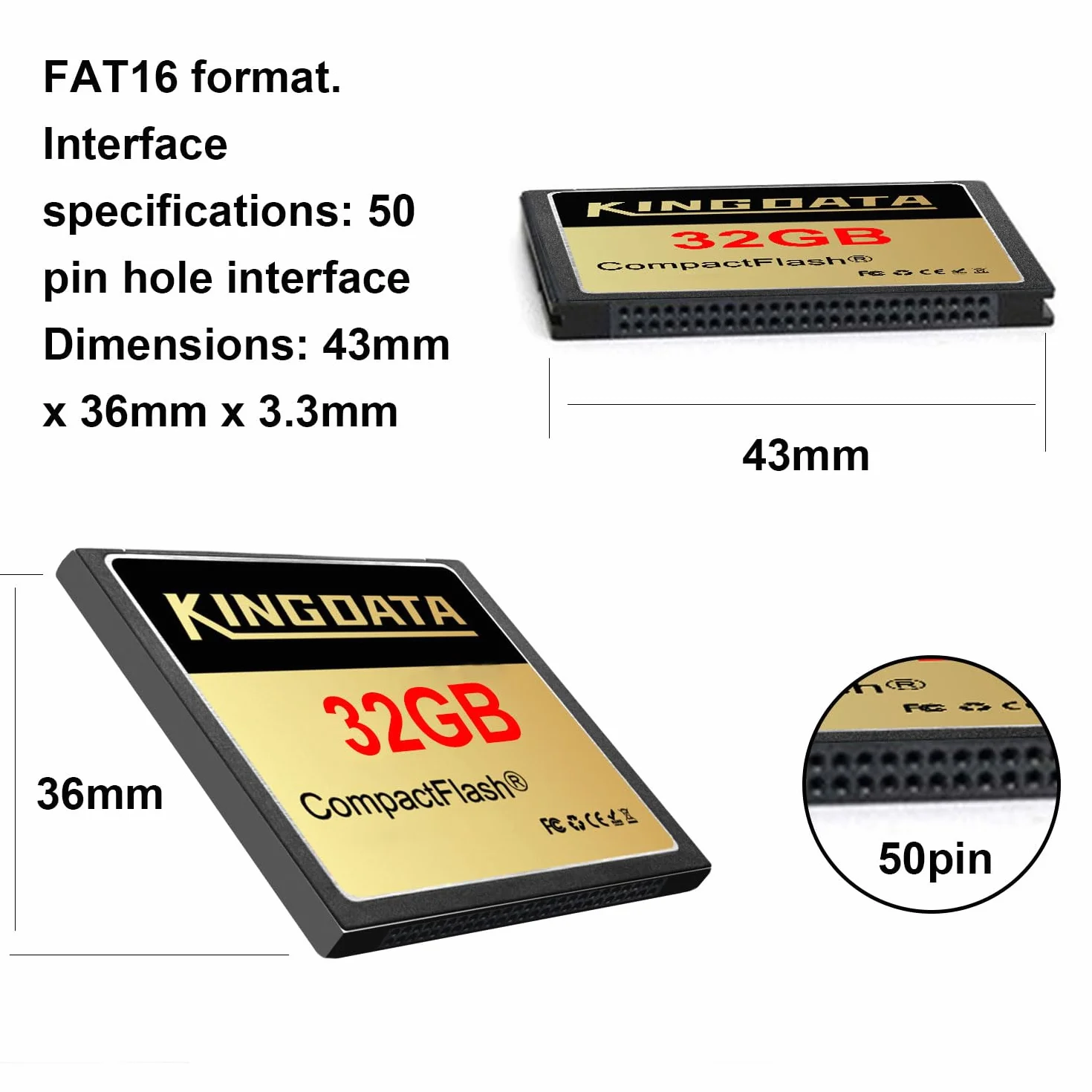 Karta CompactFlash 32 GB CF133X FAT32 Typ I do aparatów cyfrowych w stylu vintage
