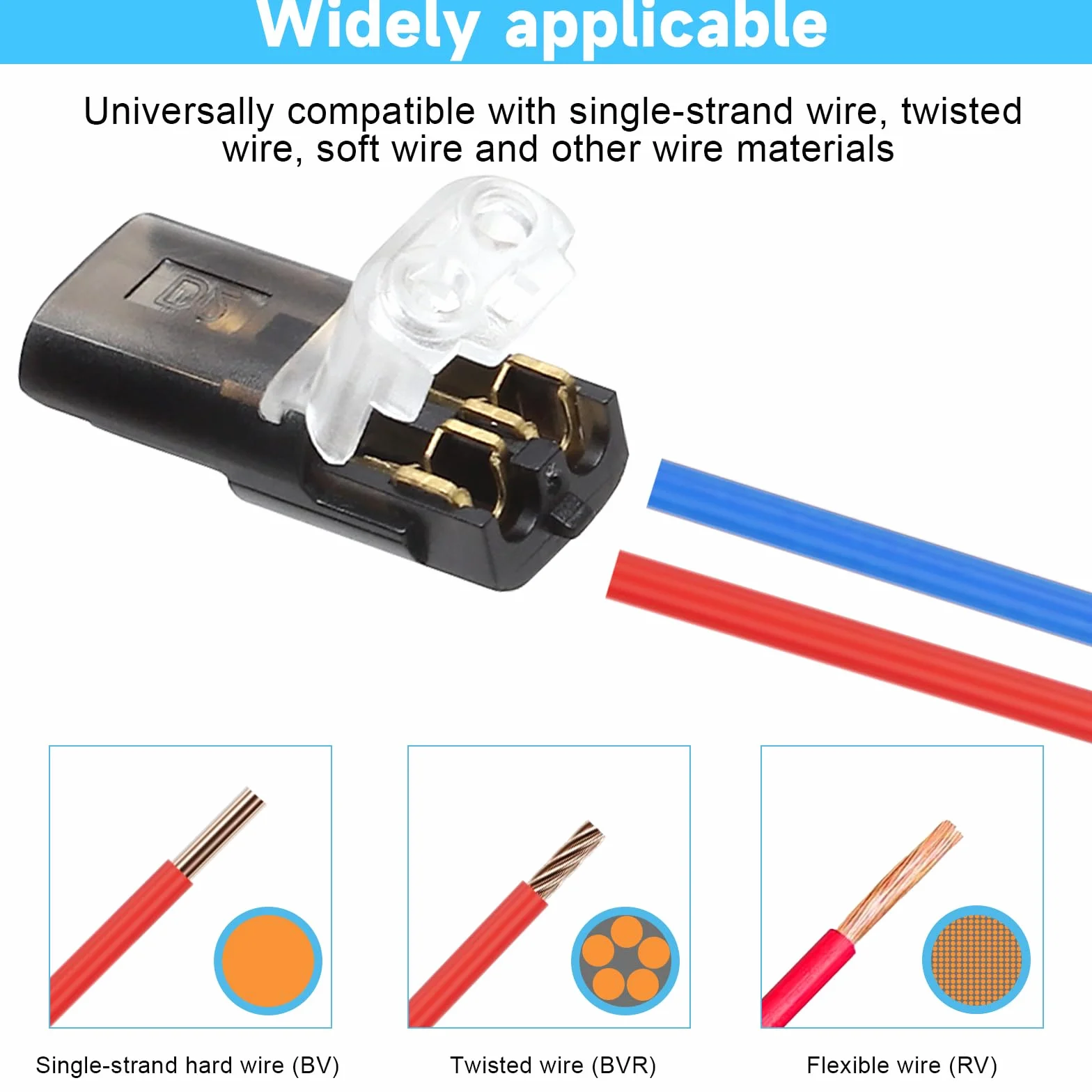 VOSSOT 40 sztuk łączników kablowych 2-biegunowych 12 V do kabli 18-22 AWG