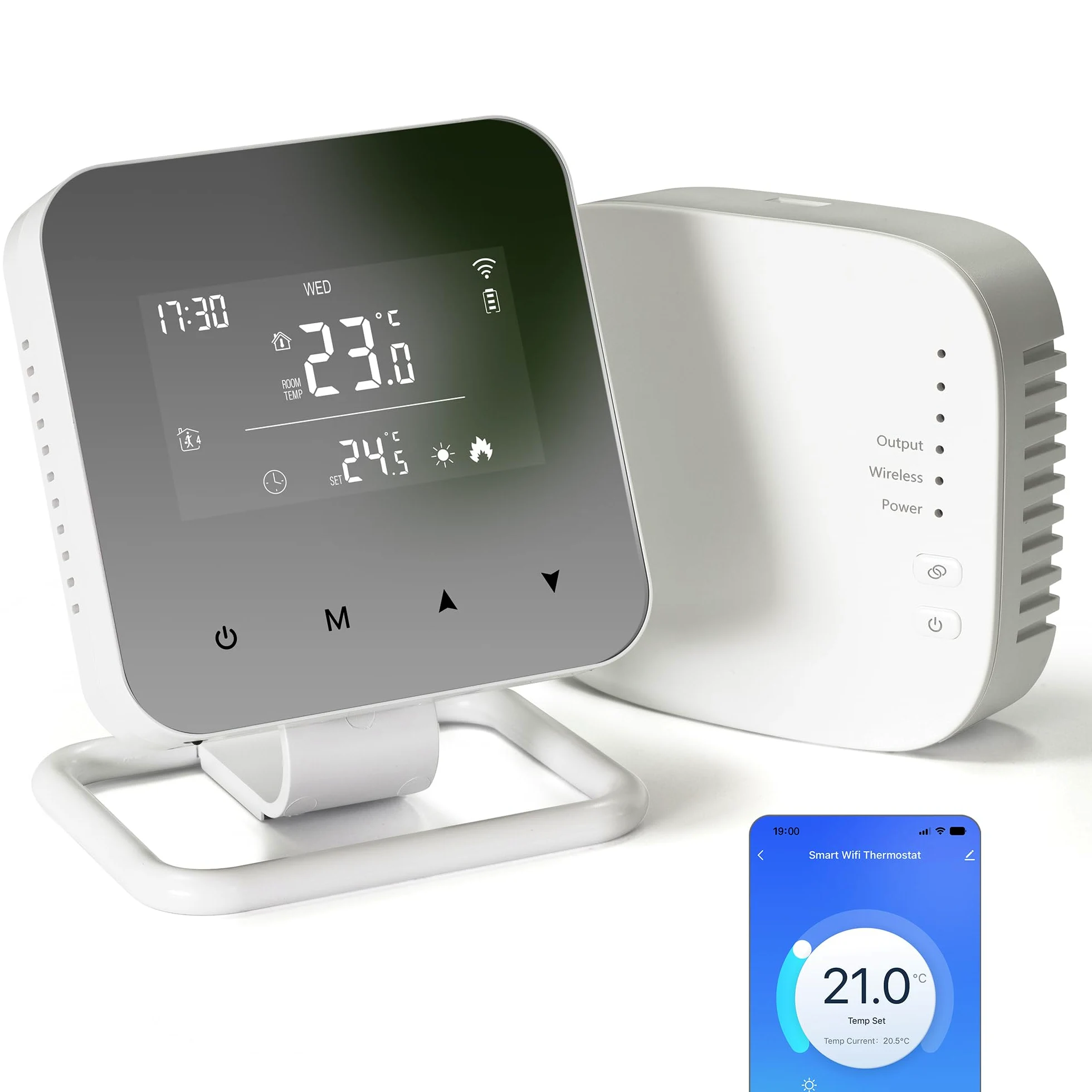Termostat Wi-Fi do kotła 2,4 GHz, codziennie programowalny termostat na baterie, sterowanie głosowe, kompatybilny z Google Assistant i Alexa, sterowanie Tuya/Smart Life 230V