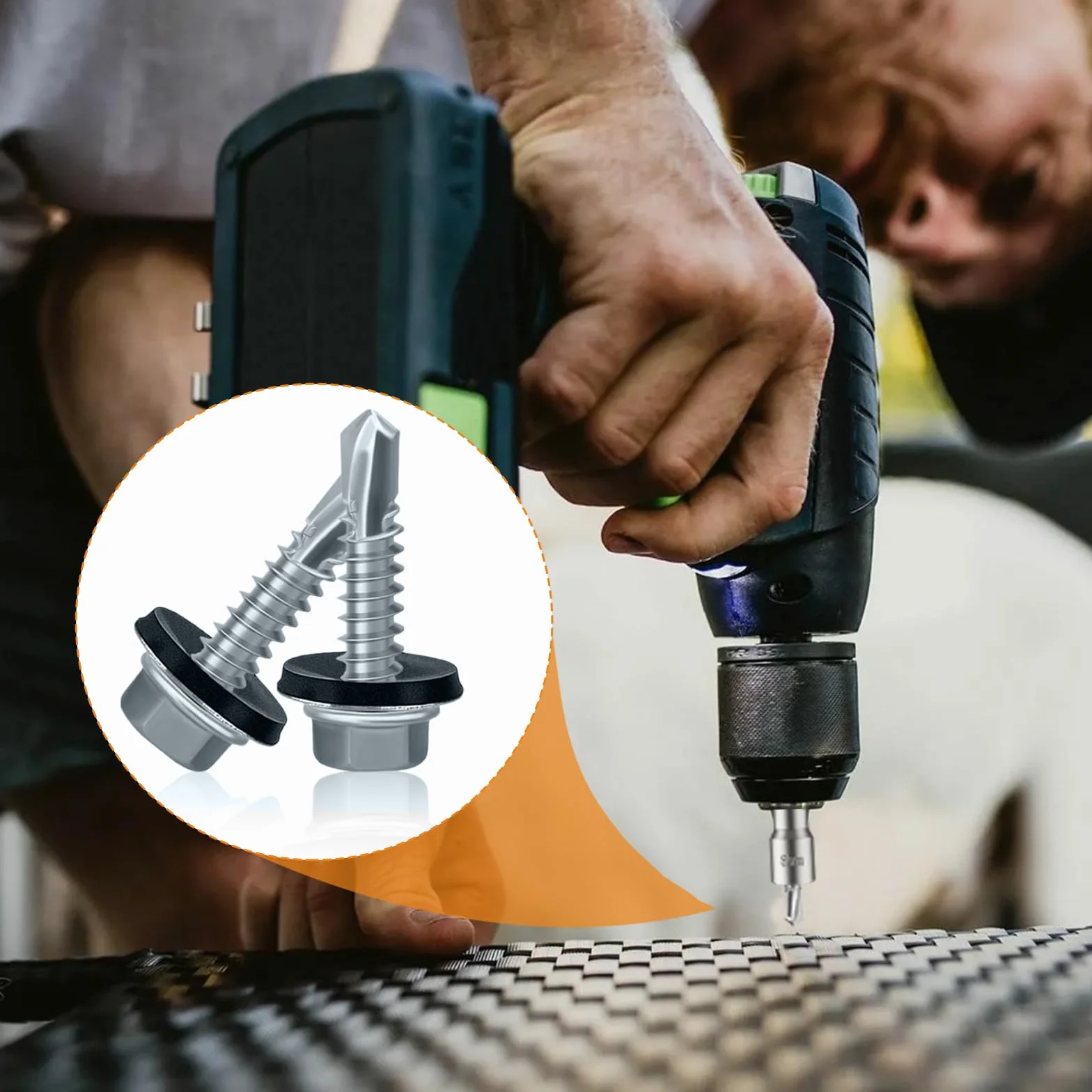Wkręty do blachy traperowej z uszczelką, 130 sztuk metalowych śrub do dachów, 4,8 x 19 mm, sześciokątne, z podkładką uszczelniającą, wkręty samogwintujące