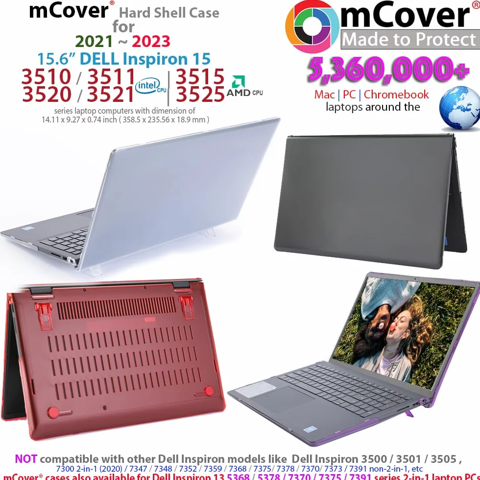mCover Etui kompatybilne tylko z laptopami Dell Inspiron 15 3510 3511 3515 3520 3521 3525 3530 3535 (nie pasuje do innych modeli Dell) (Aqua)