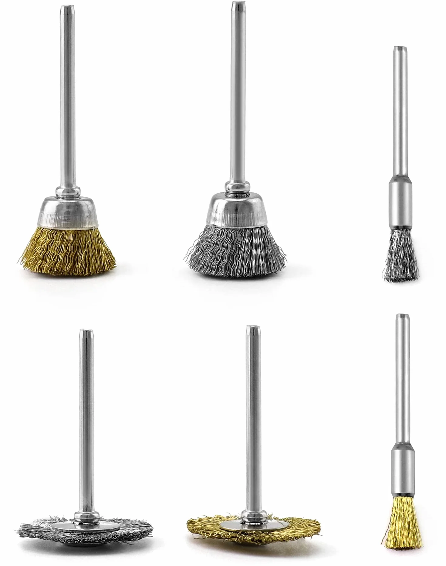 QWORK® 36 sztuk szczotek drucianych, mosiężne szczotki do czyszczenia i szlifowania, kompatybilne z uchwytem 3 mm Dremel