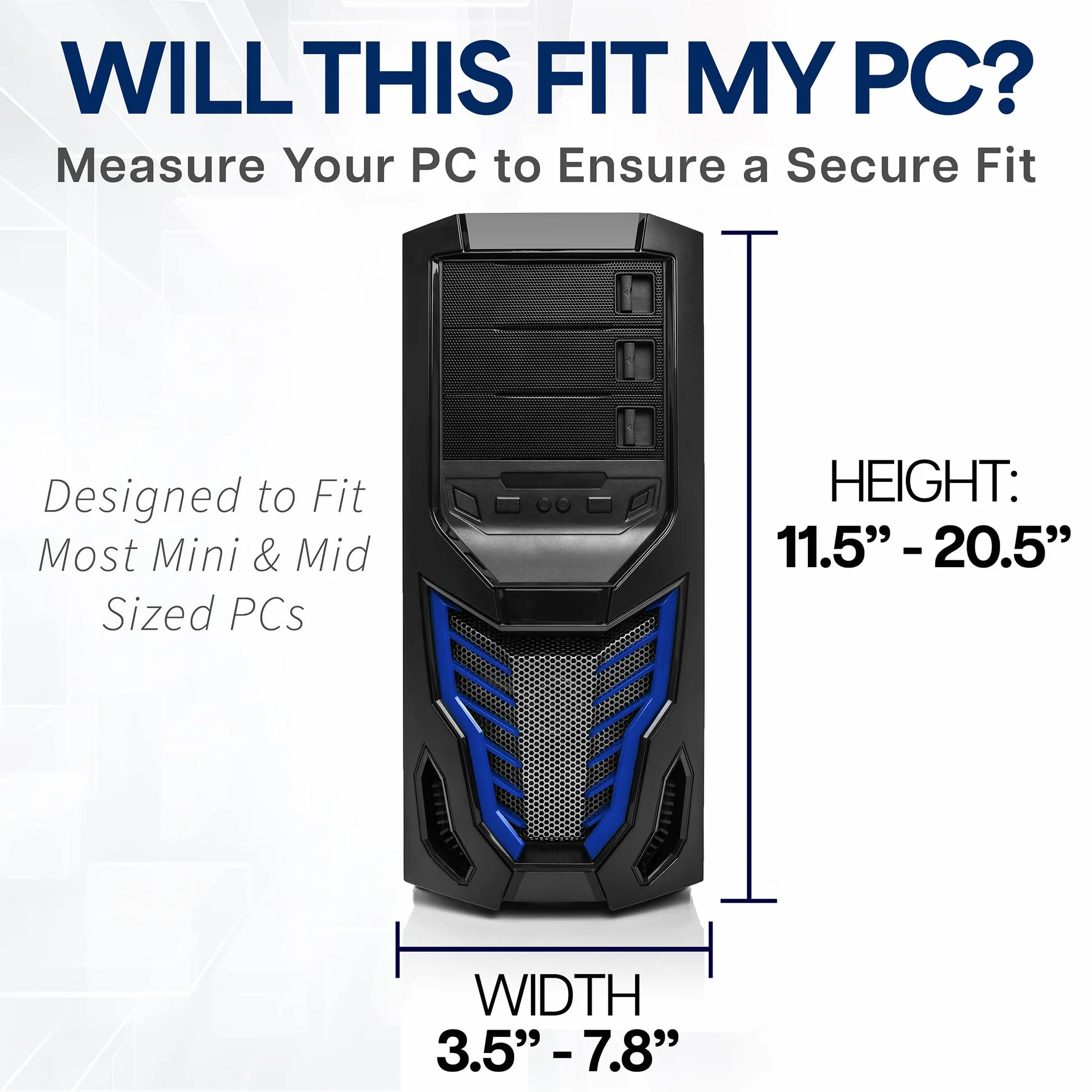 VIVO MOUNT-PC01 Regulowany uchwyt do komputera pod biurkiem i ścianą, obrotowy, czarny