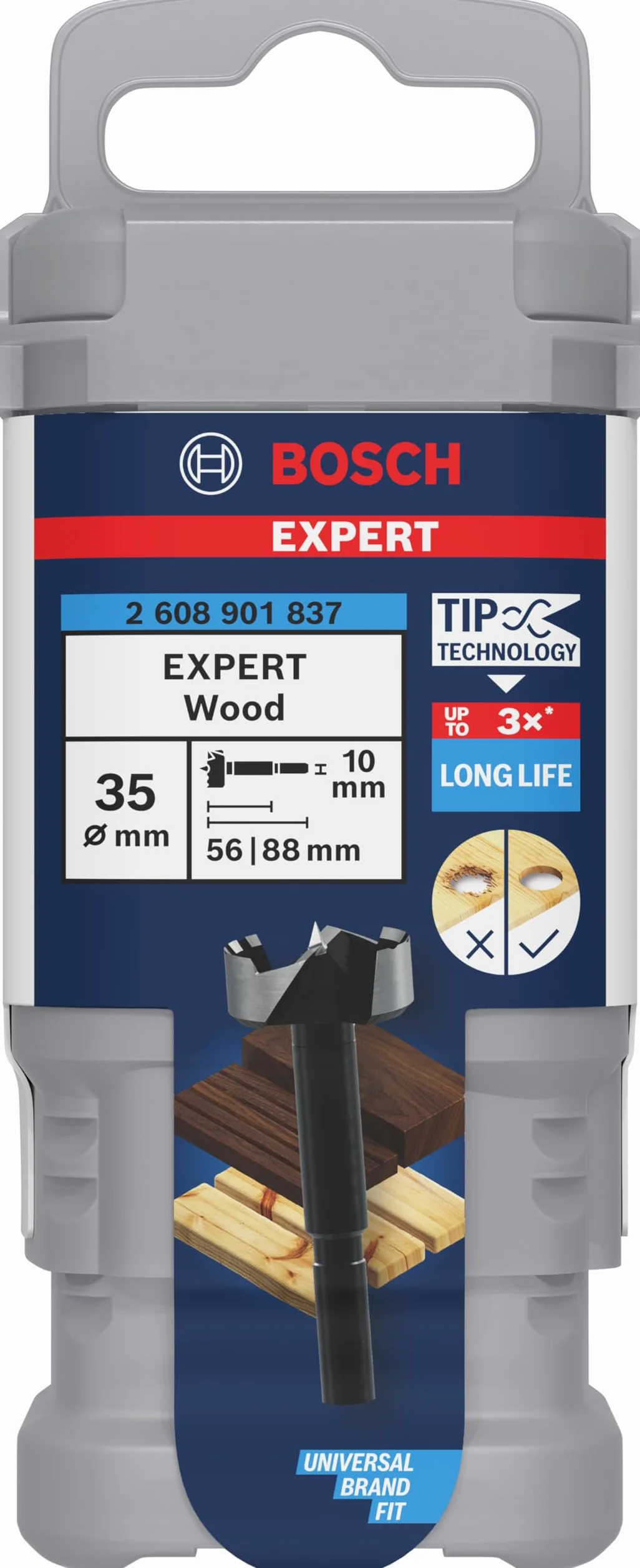 Bosch 1x Wiertło Forstner EXPERT Wood (do Miękkie drewno, Twarde drewno, Ø 35,00 mm, Professional Akcesoria Wiertarki)