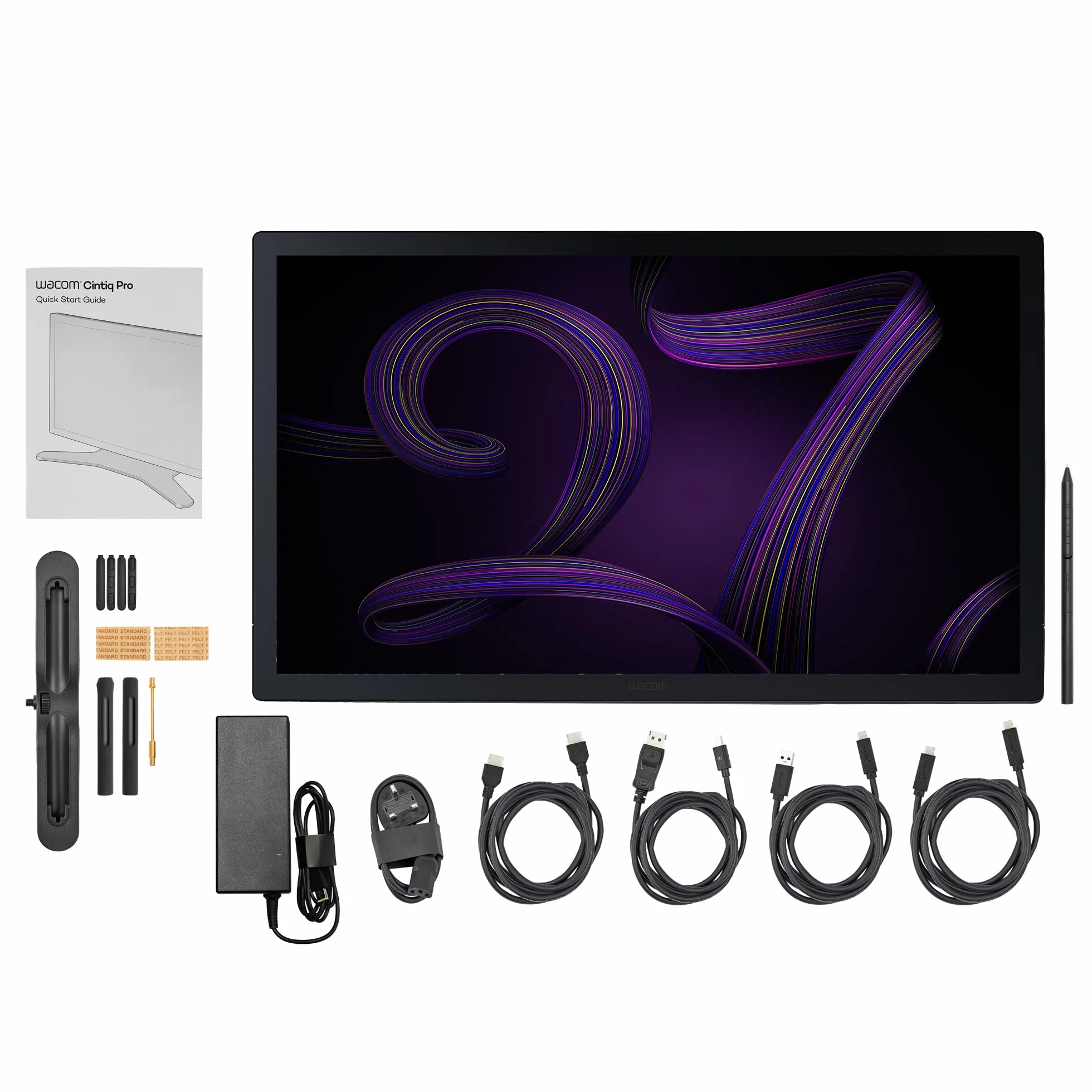 Wacom Tablet graficzny Cintiq Pro 27 (bez podsatwki) - 4K, wielodotykowy wyświetlacz 26,9 cala, HDR Gamma, certyfikat Pantone SkinToneTM Validated, 99% kolorów Adobe RGB pióro Wacom Pro Pen 3