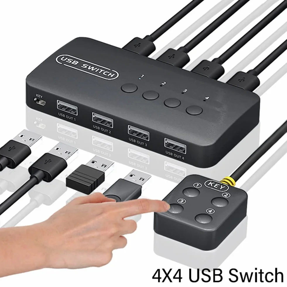 Przełącznik KVM przełącznik USB wspólny kontroler adapter 4 wejścia 4 wyjścia do laptopa komputera drukarki klawiatury monitora myszy
