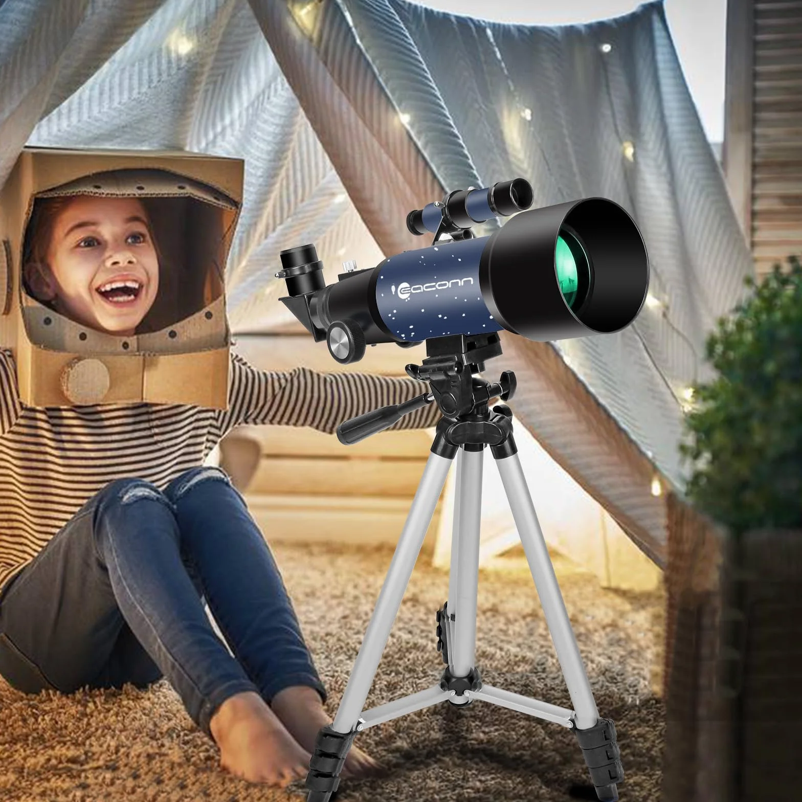 Teleskop refraktor 70mm 400mm AZ dla początkujących przenośny ze statywem i adapterem do telefonu