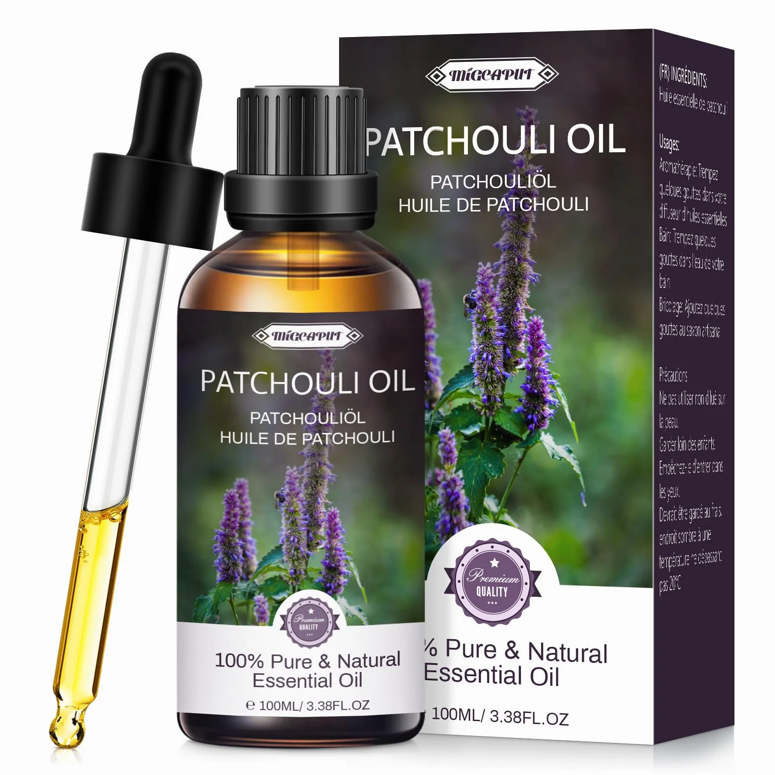 MIGCAPUT Olejek Eteryczny z Paczuli 100ML, Elegancki Zapachowy Premium, Naturalny Aromaterapeutyczny do Dyfuzorów, Świec DIY, Mydeł, Perfum